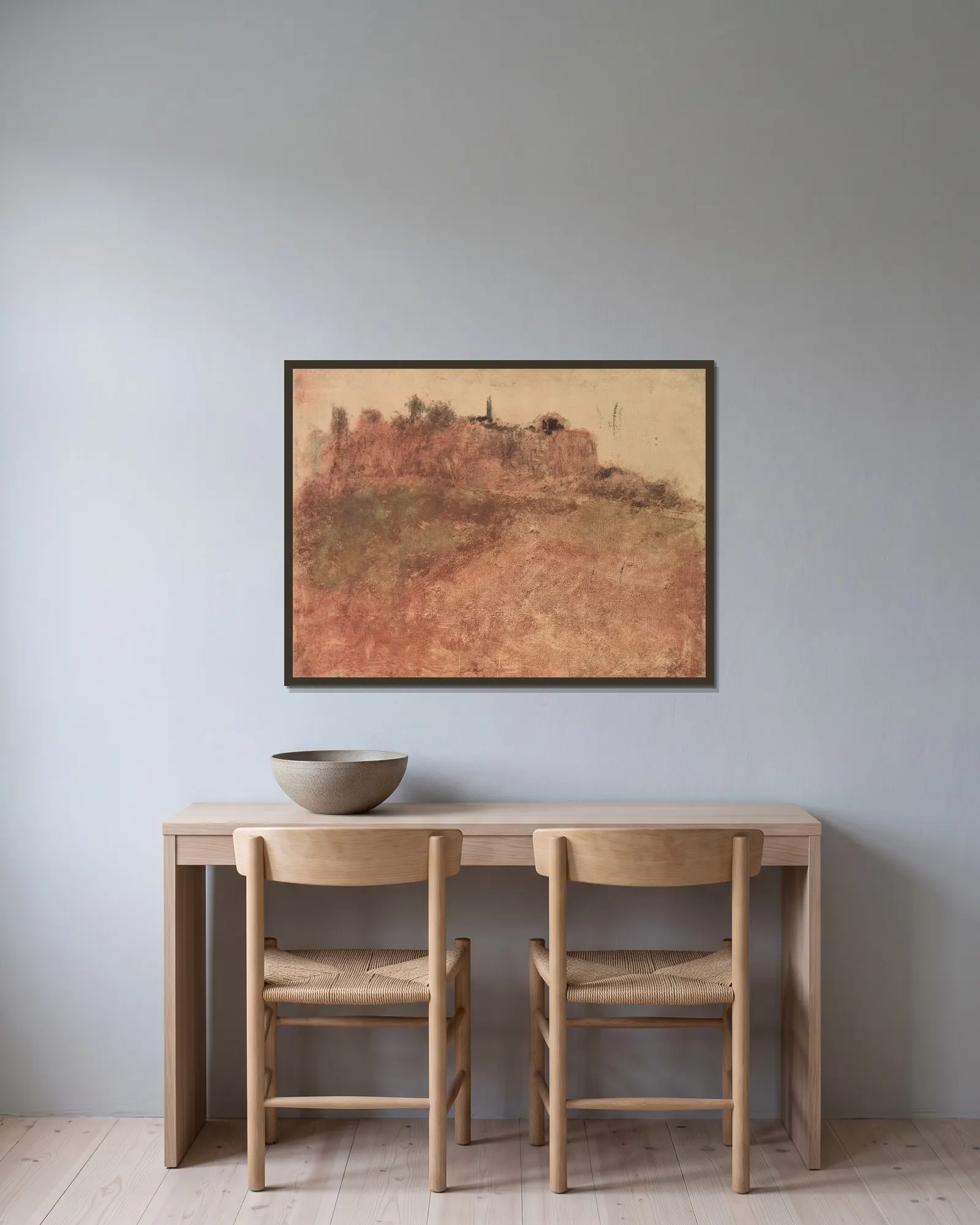 Estérel Village av Edgar Degas inramad på en vägg