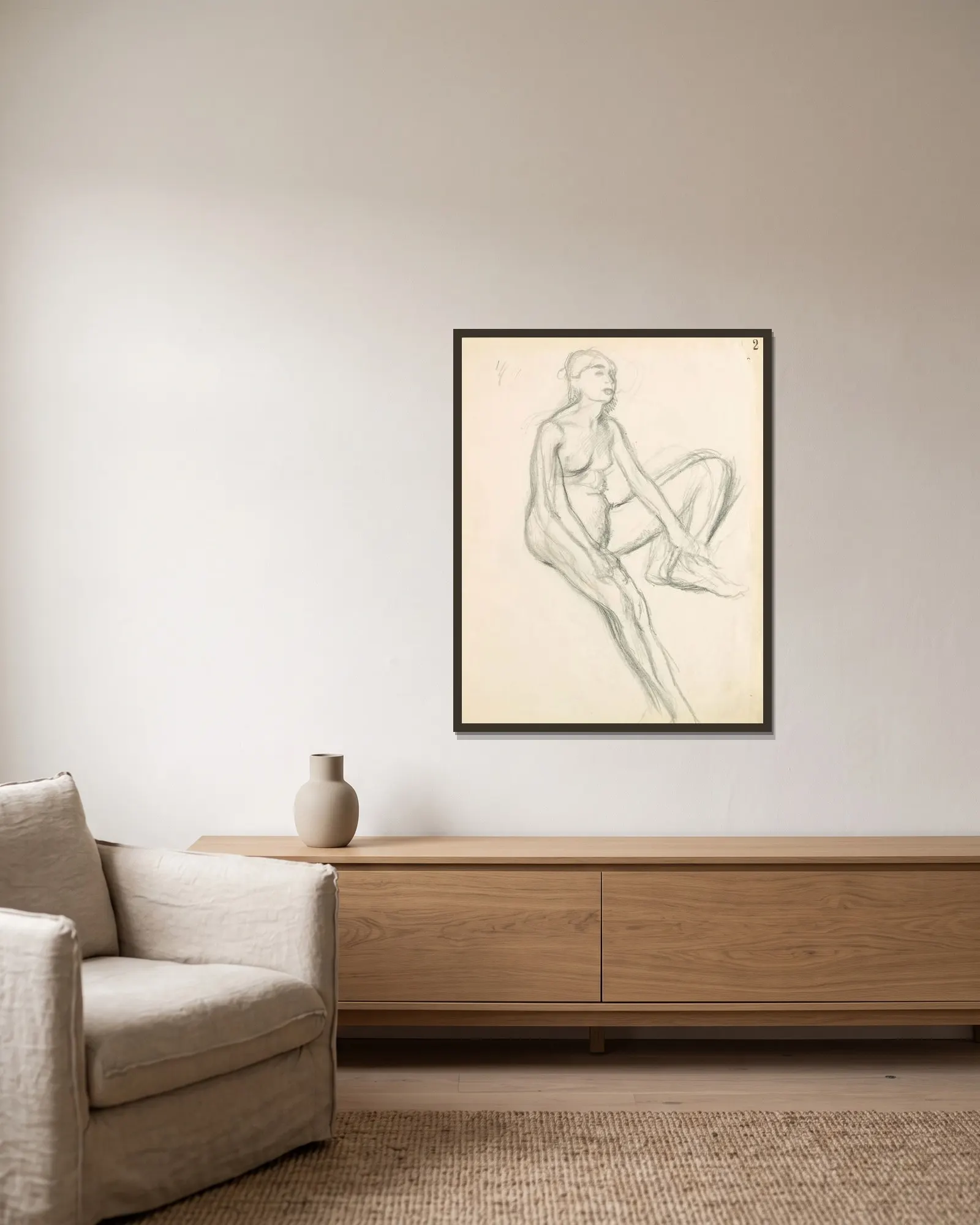 Figure Studies 1 av Edgar Degas inramad på en vägg