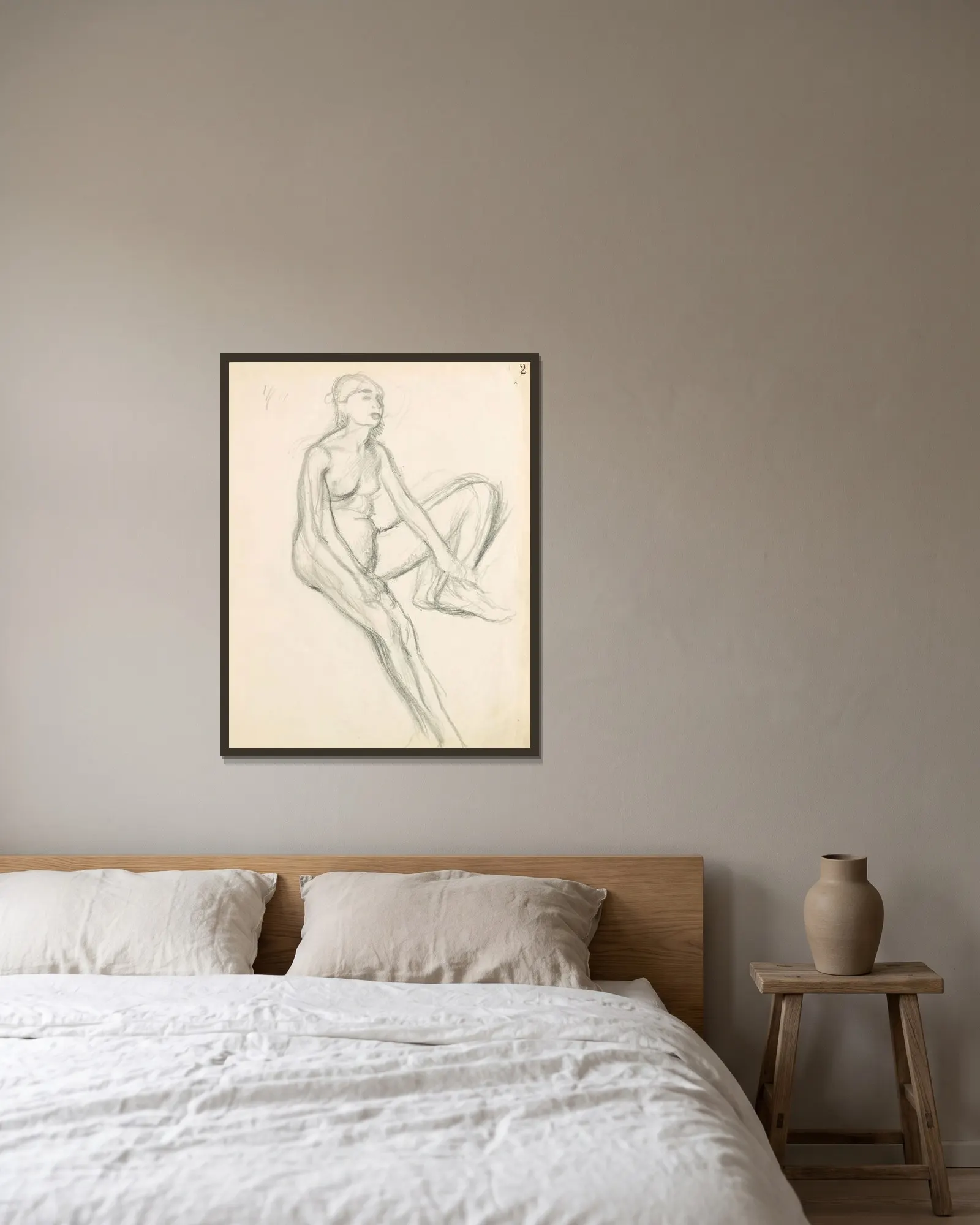 Figure Studies 1 av Edgar Degas inramad på en vägg