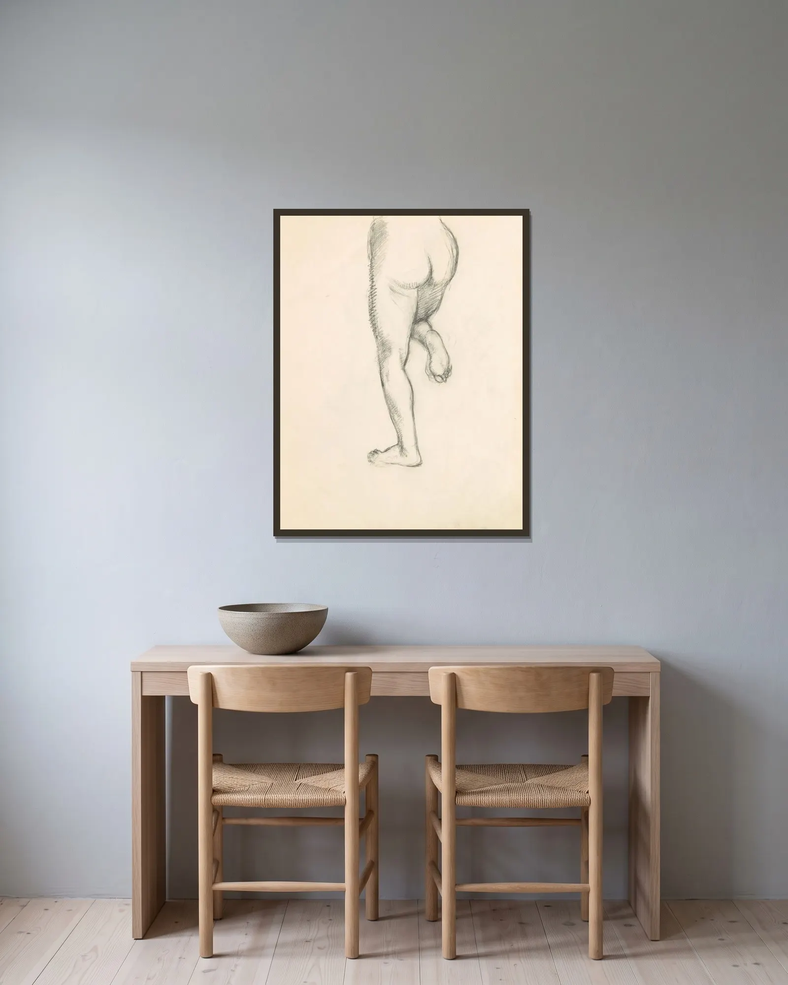Figure Studies 14 av Edgar Degas inramad på en vägg