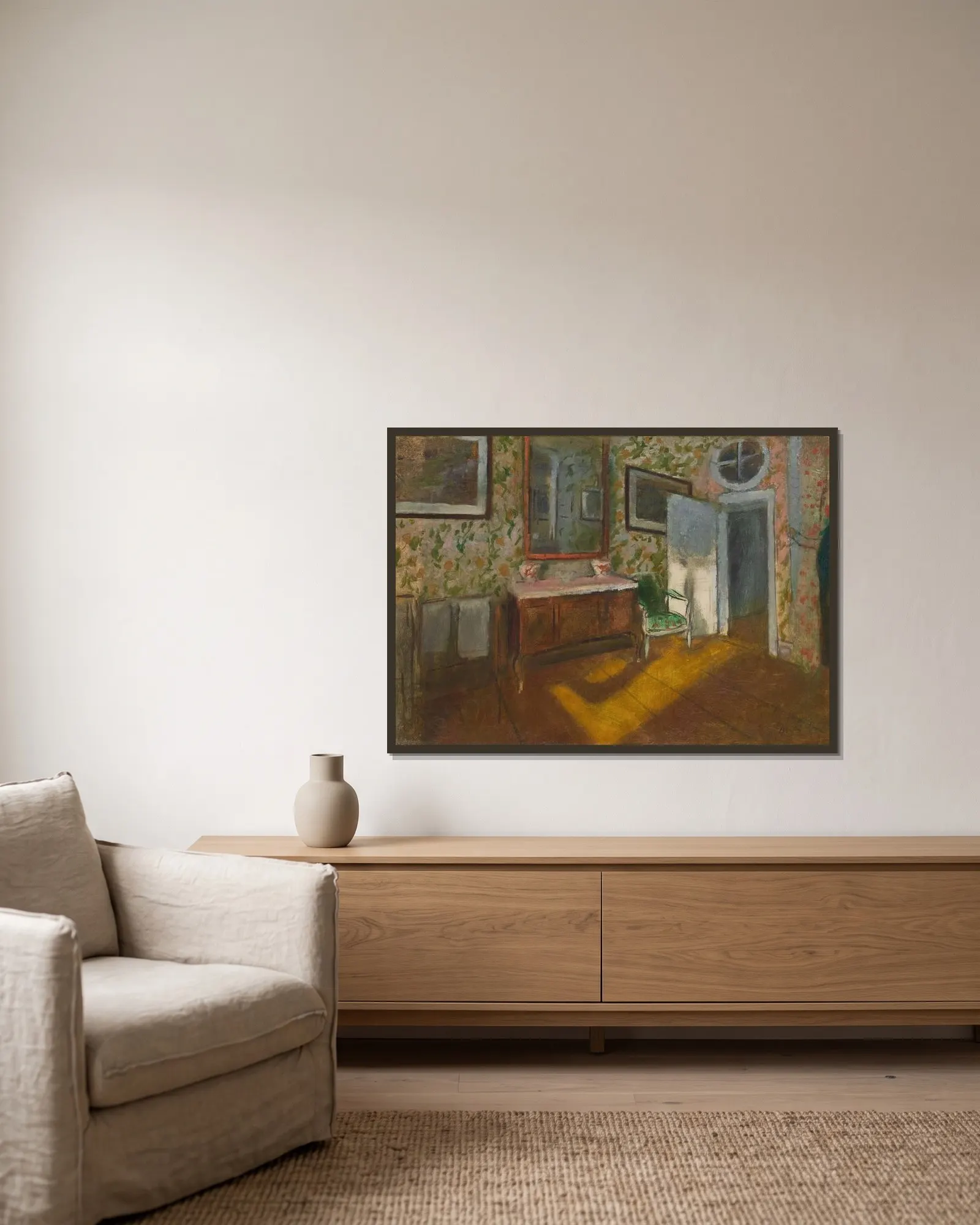 Intérieur av Edgar Degas inramad på en vägg