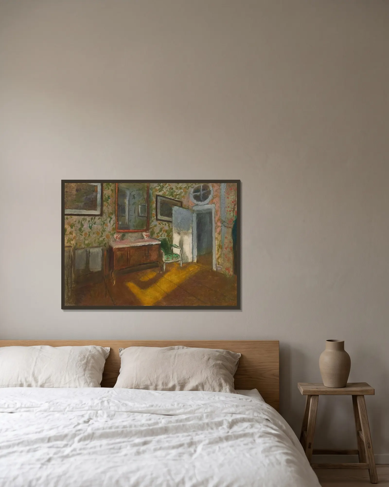 Intérieur av Edgar Degas inramad på en vägg