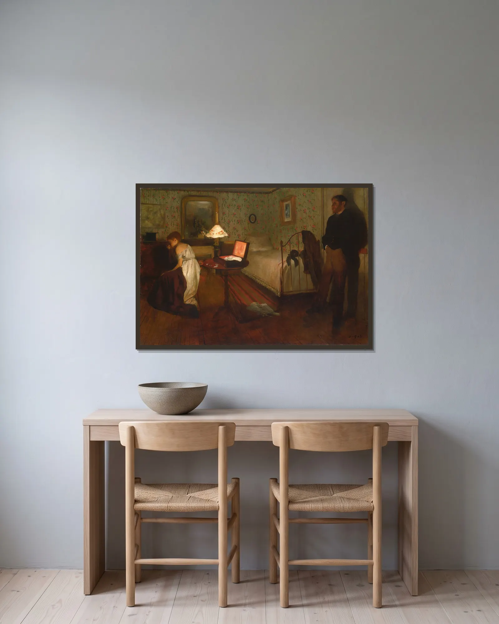 Interior av Edgar Degas inramad på en vägg