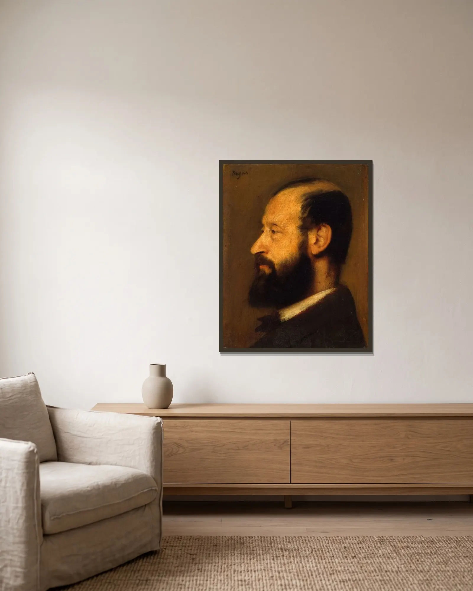 Joseph-Henri Altès (1826–1895) av Edgar Degas inramad på en vägg