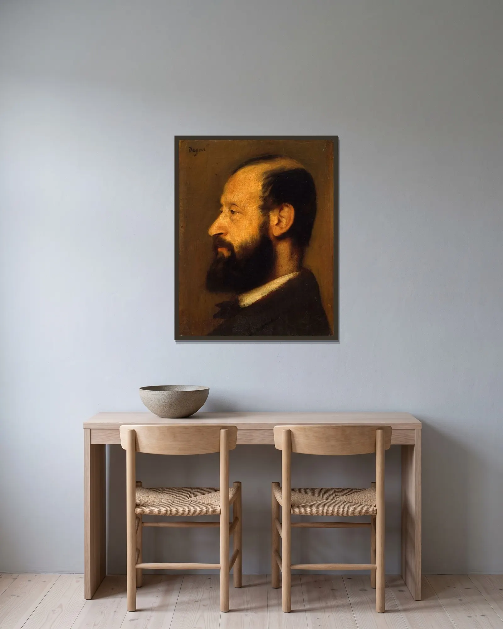Joseph-Henri Altès (1826–1895) av Edgar Degas inramad på en vägg