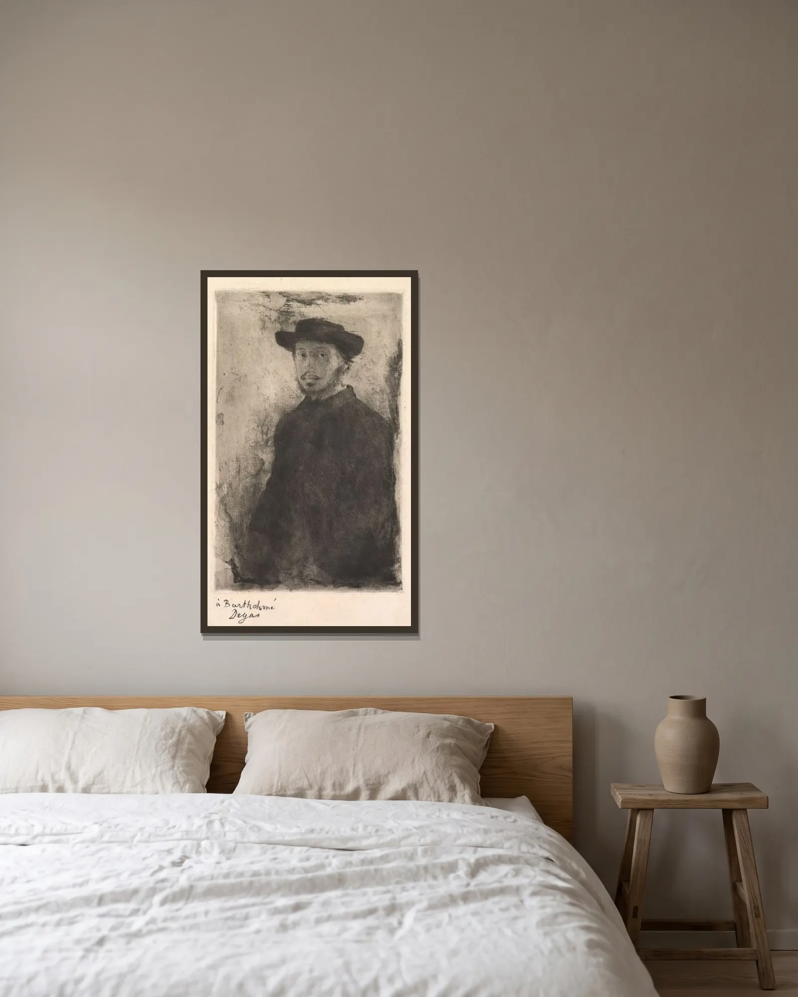 Self-Portrait av Edgar Degas inramad på en vägg