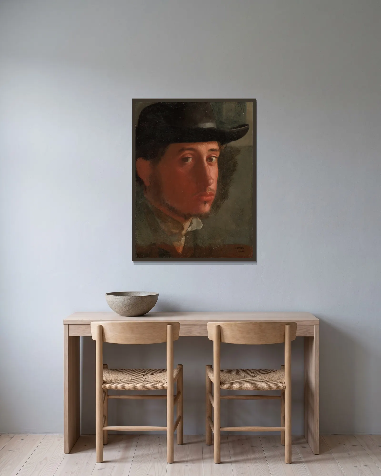 Self-Portrait av Edgar Degas inramad på en vägg