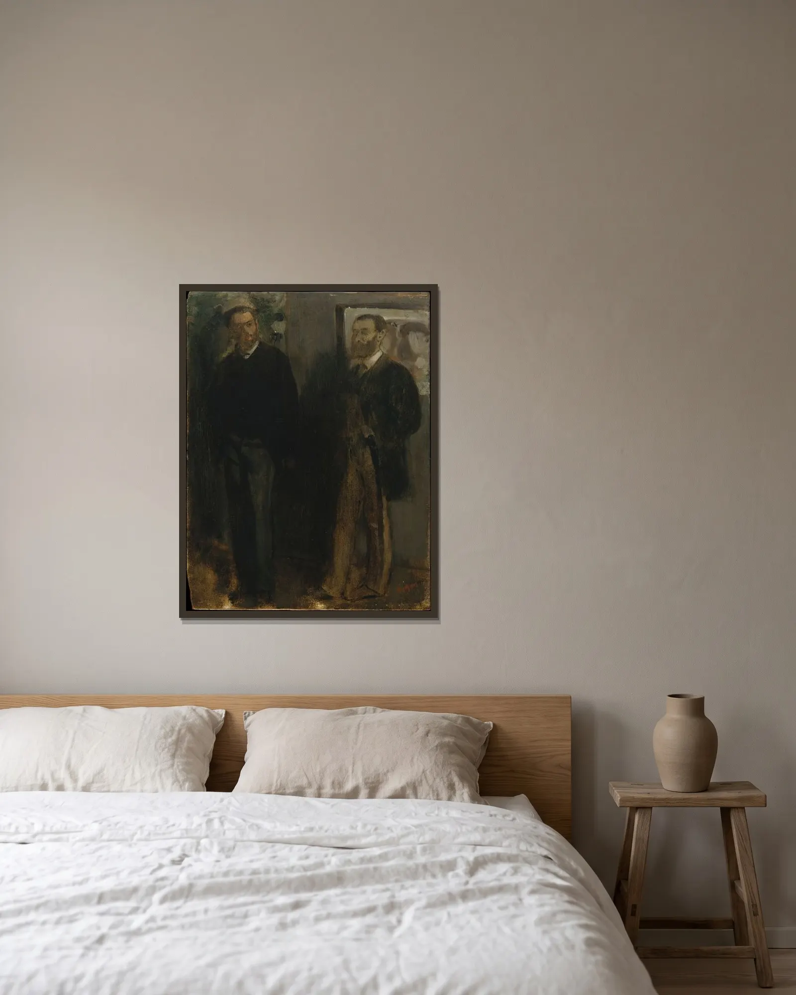 Two Men av Edgar Degas inramad på en vägg