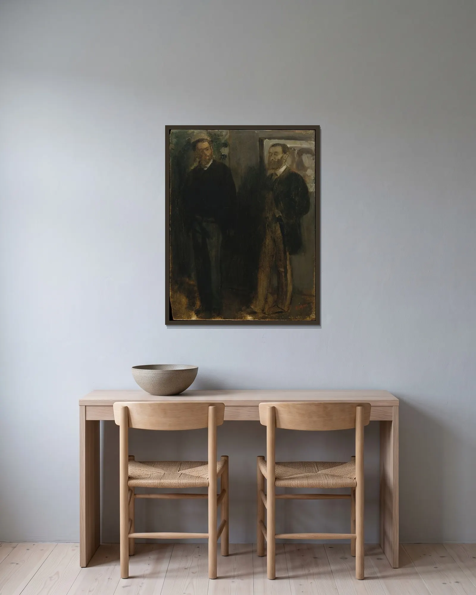 Two Men av Edgar Degas inramad på en vägg