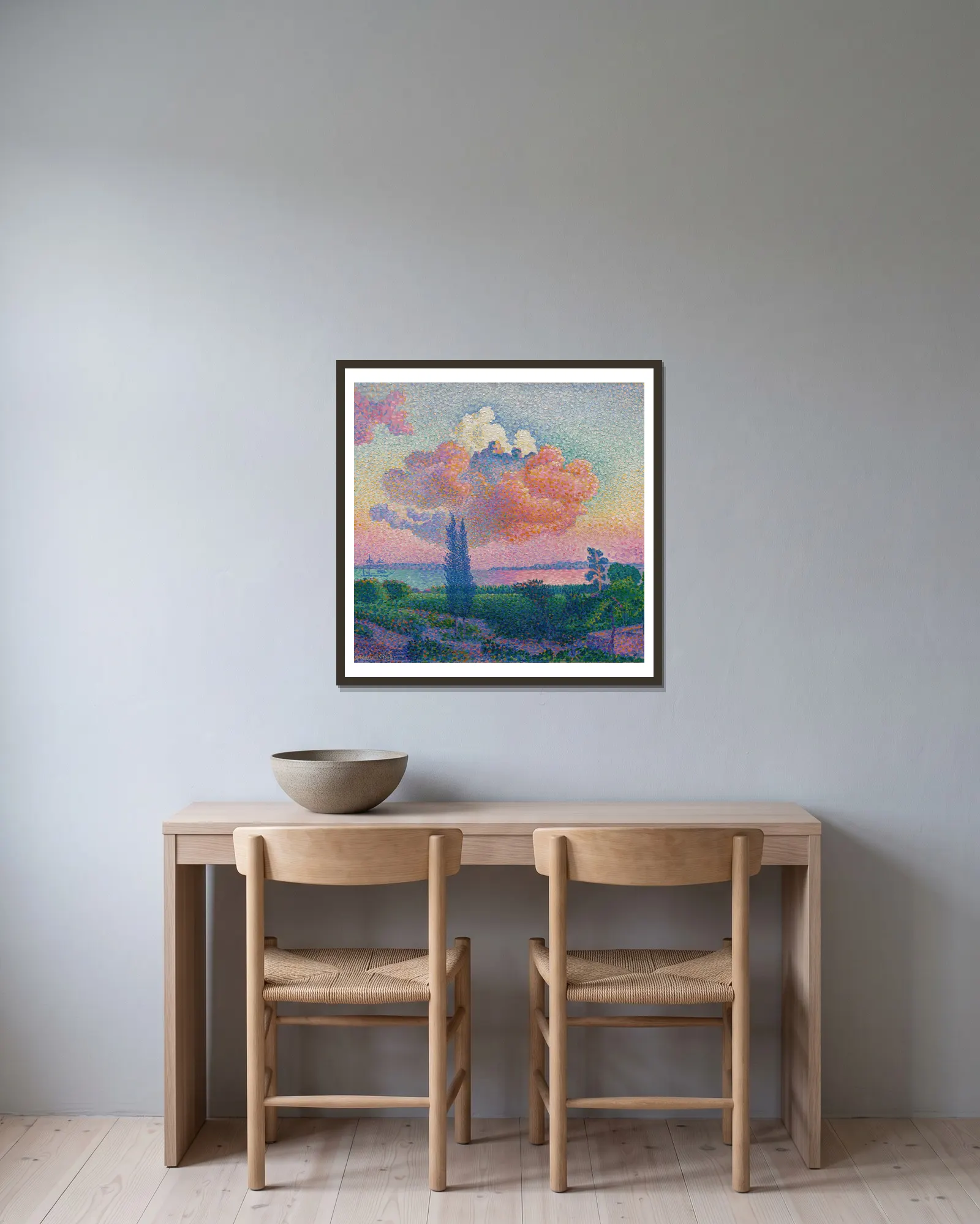 The Pink Cloud av Henri-Edmond Cross inramad på en vägg