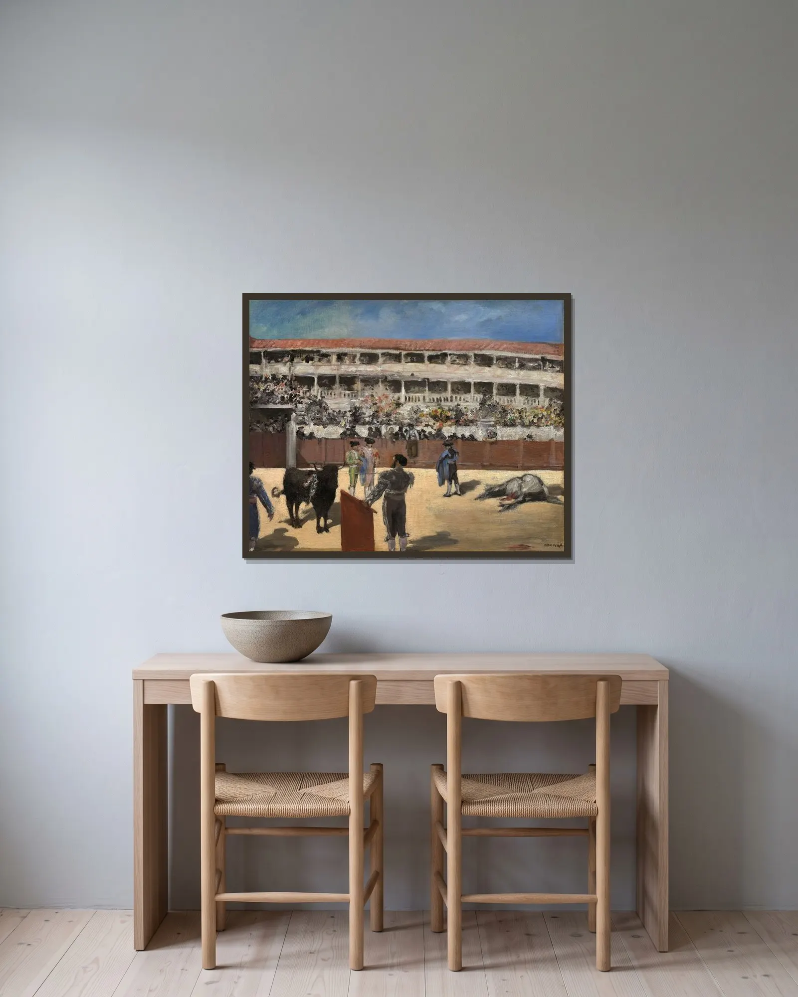 Bullfight, 1865 – nr 2 av Édouard Manet inramad på en vägg