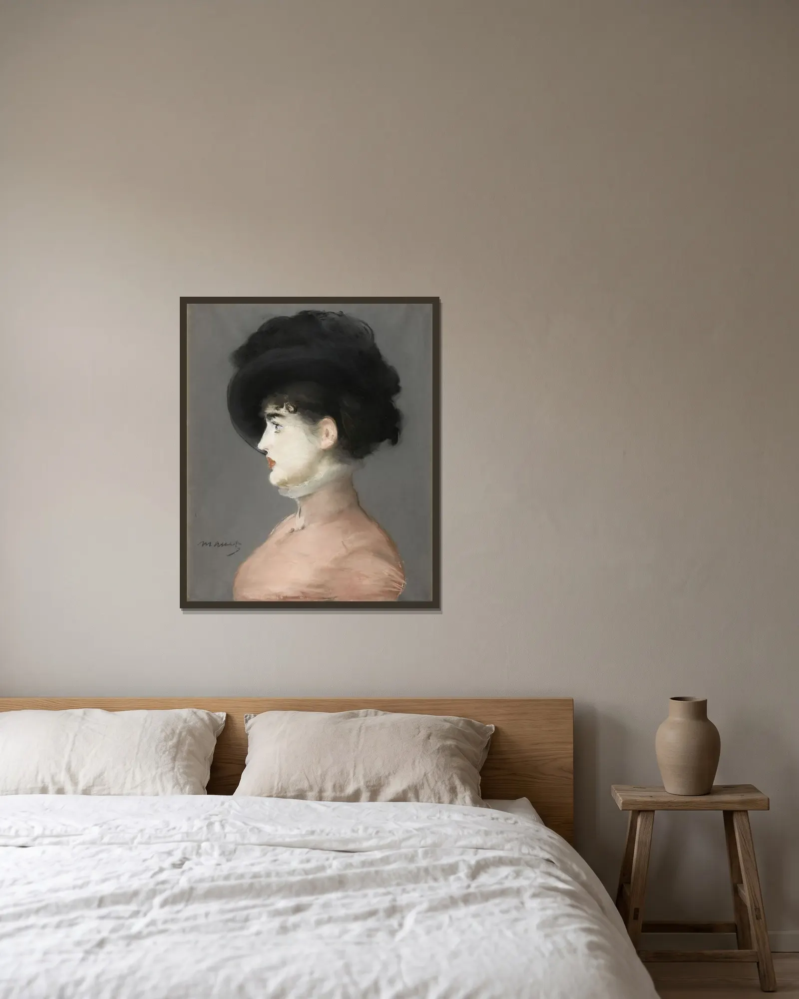 Irma Brunner av Édouard Manet inramad på en vägg