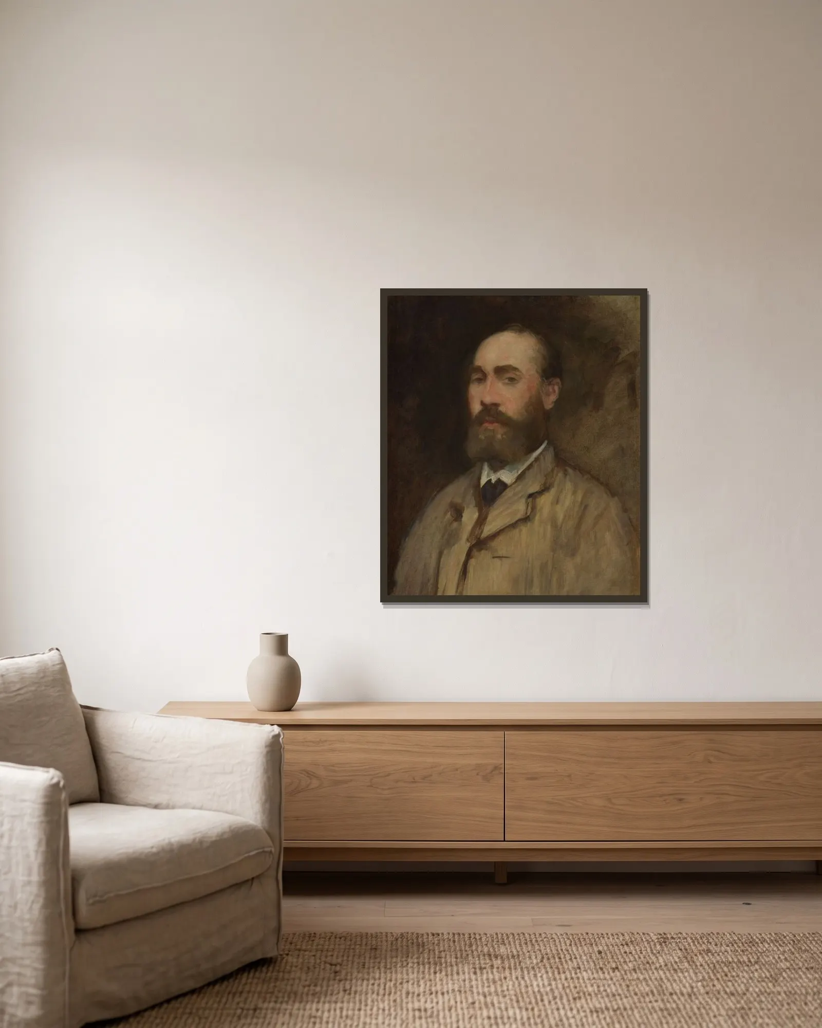 Jean-Baptiste Faure (1830–1914) av Édouard Manet inramad på en vägg
