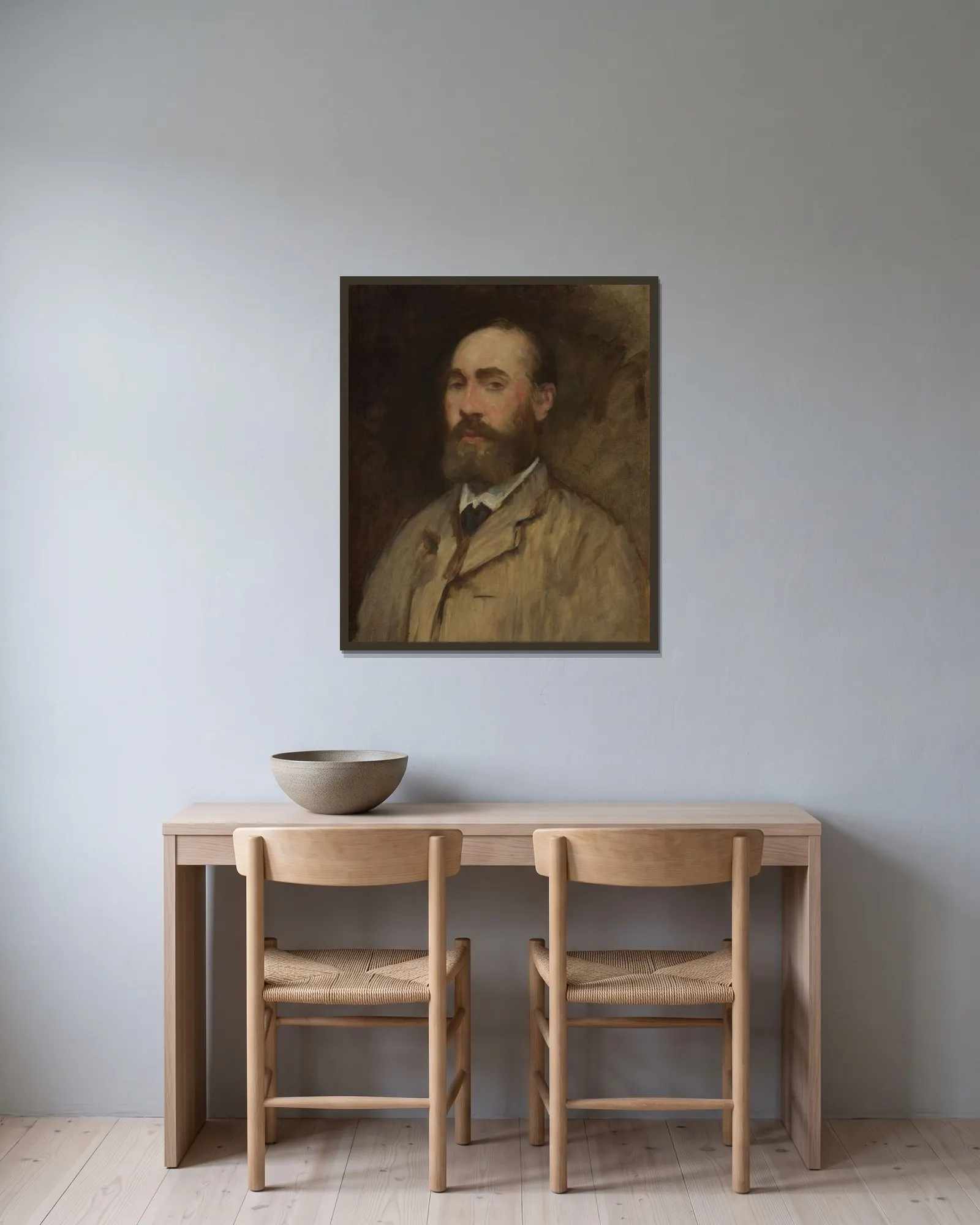 Jean-Baptiste Faure (1830–1914) av Édouard Manet inramad på en vägg