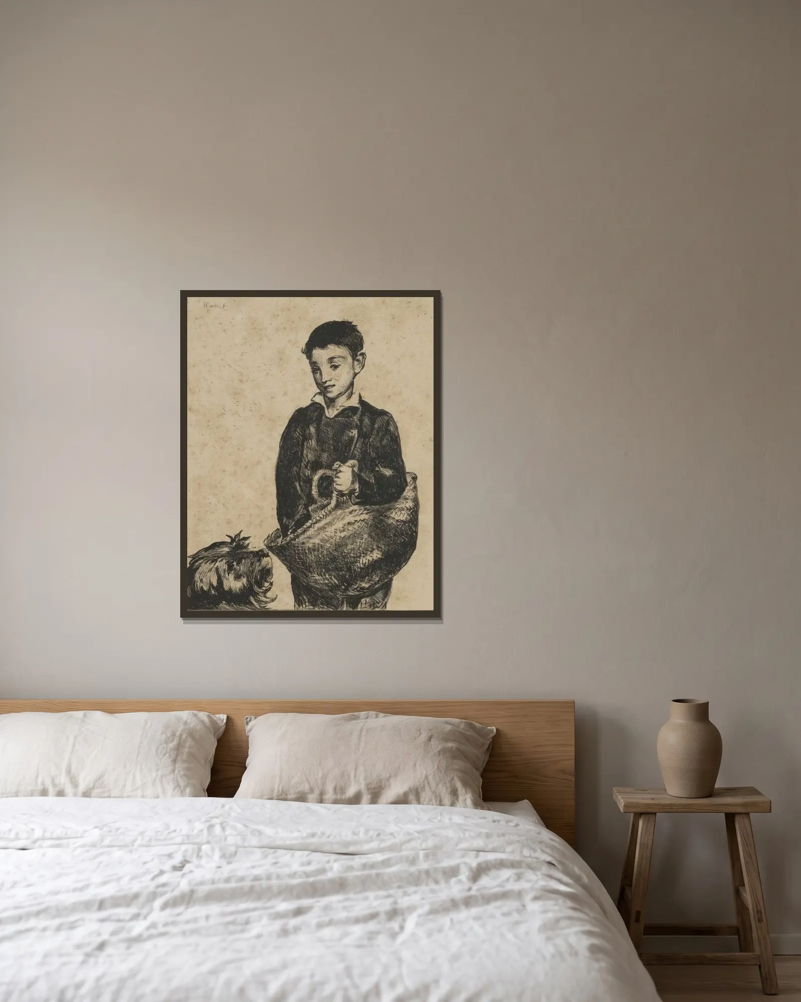 Le gamin av Édouard Manet inramad på en vägg