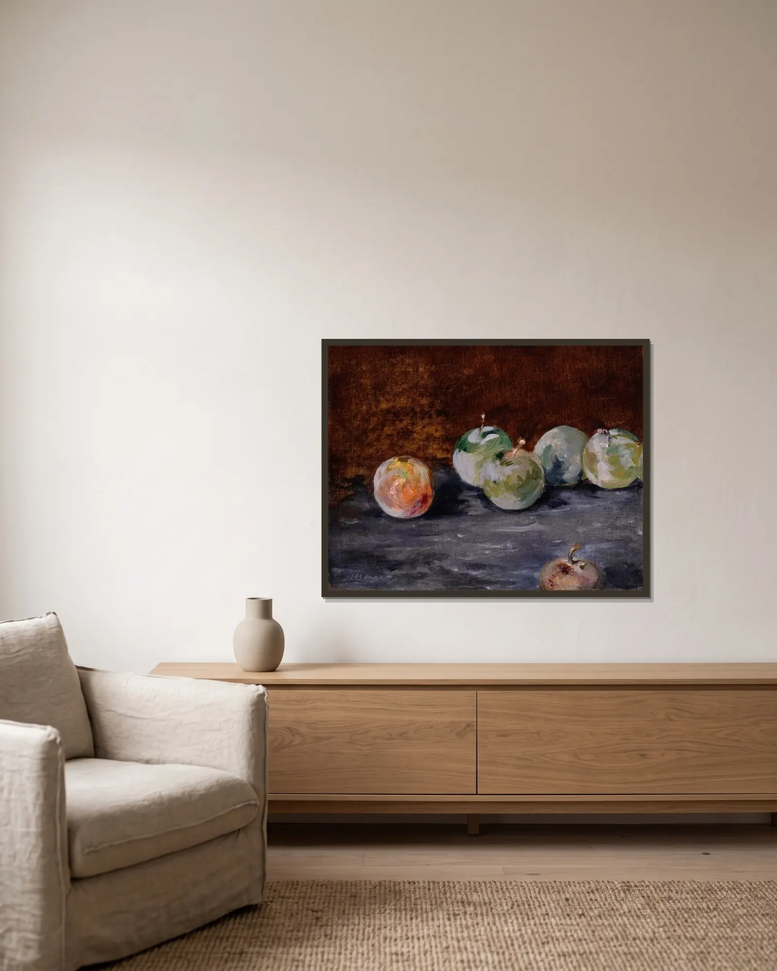 Plums av Édouard Manet inramad på en vägg