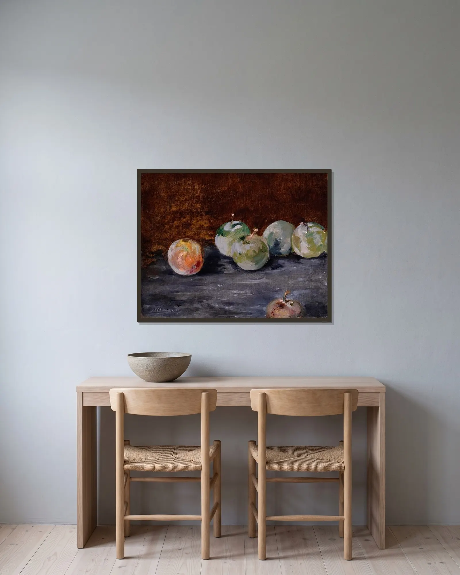 Plums av Édouard Manet inramad på en vägg