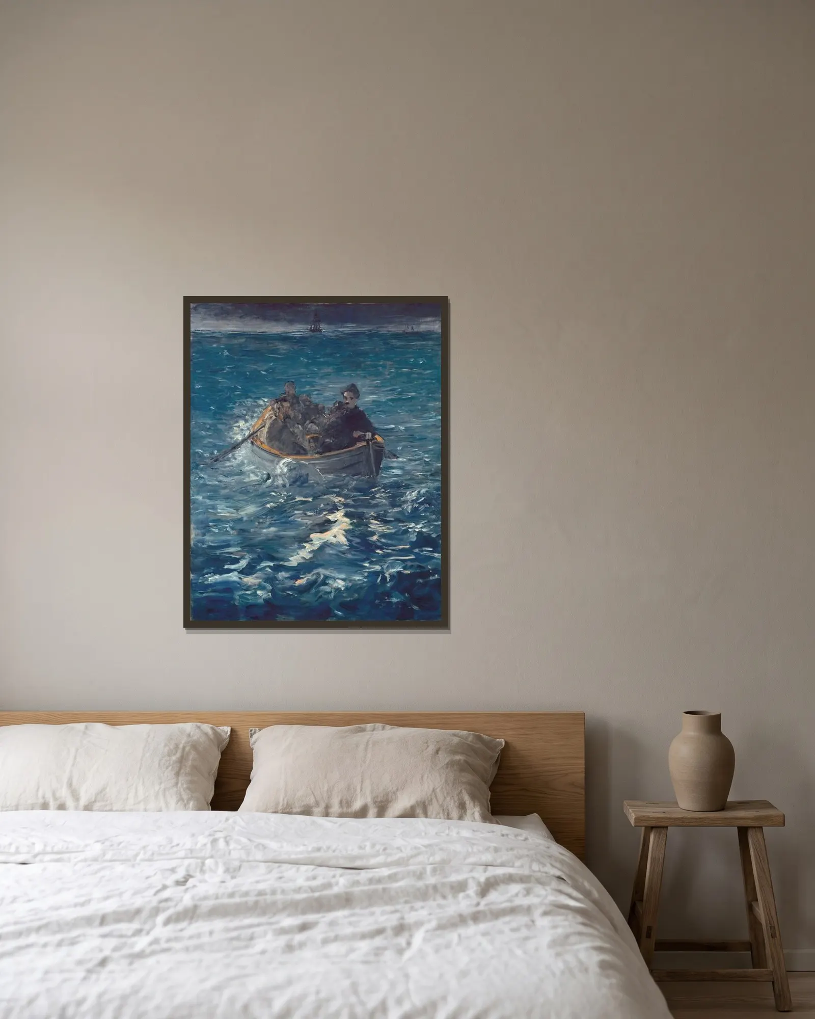 Rochefort’s Escape av Édouard Manet inramad på en vägg