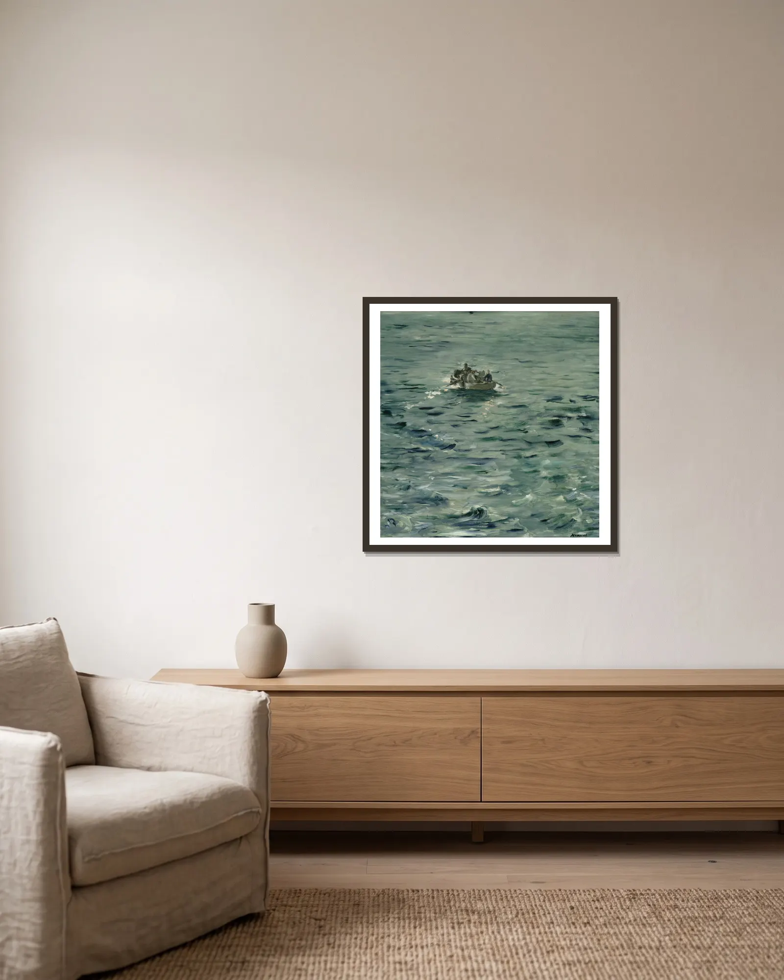 Rochefort’s Escape av Édouard Manet inramad på en vägg