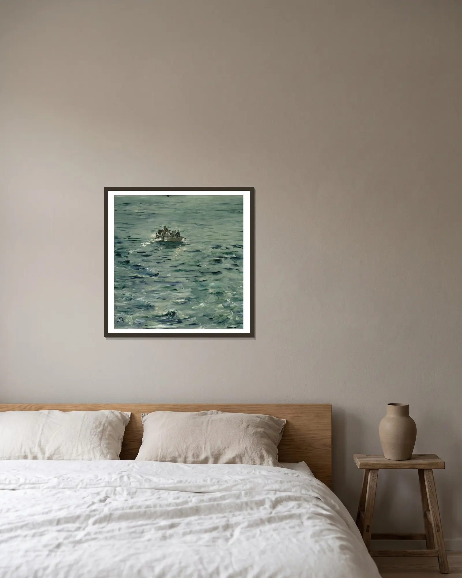 Rochefort’s Escape av Édouard Manet inramad på en vägg