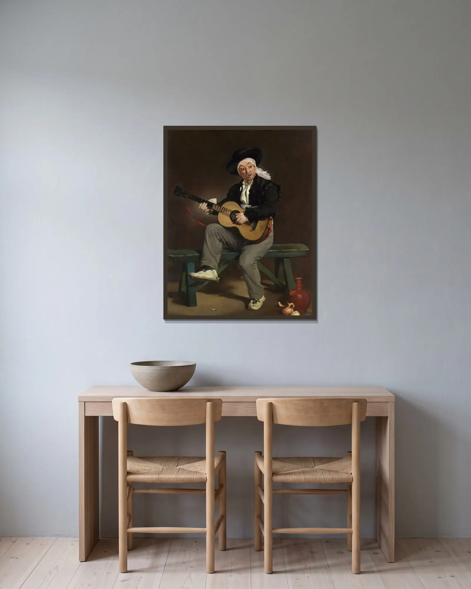 The Spanish Singer, 1860 av Édouard Manet inramad på en vägg