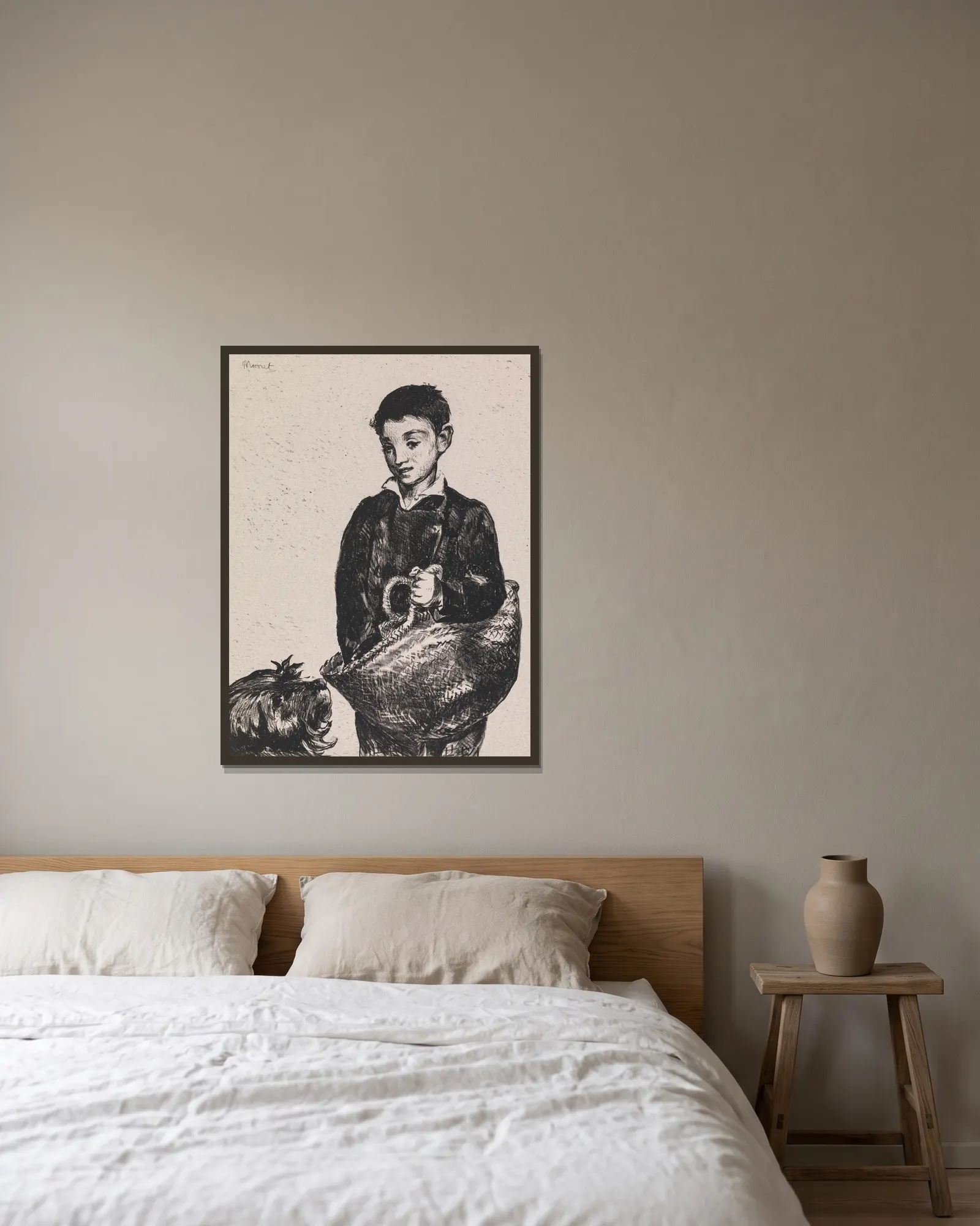The Urchin av Édouard Manet inramad på en vägg