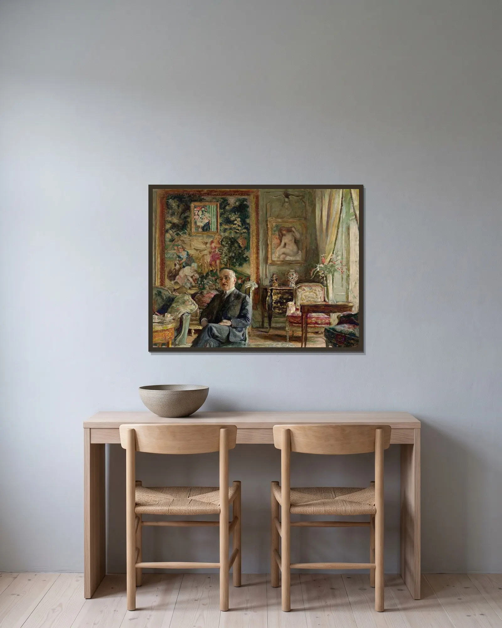 Jean Laroche av Édouard Vuillard inramad på en vägg