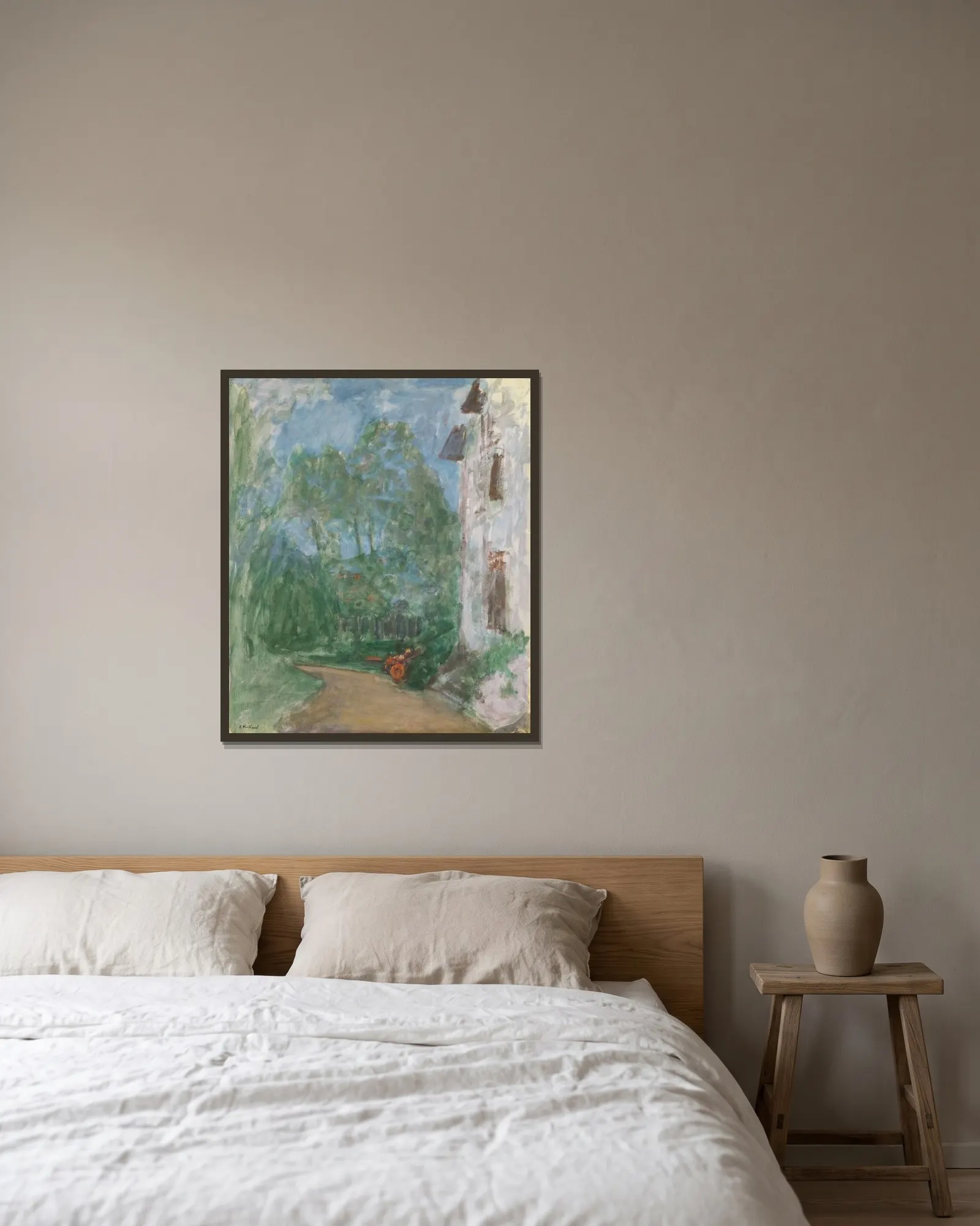 Le Chemin Devant La Maison av Édouard Vuillard inramad på en vägg