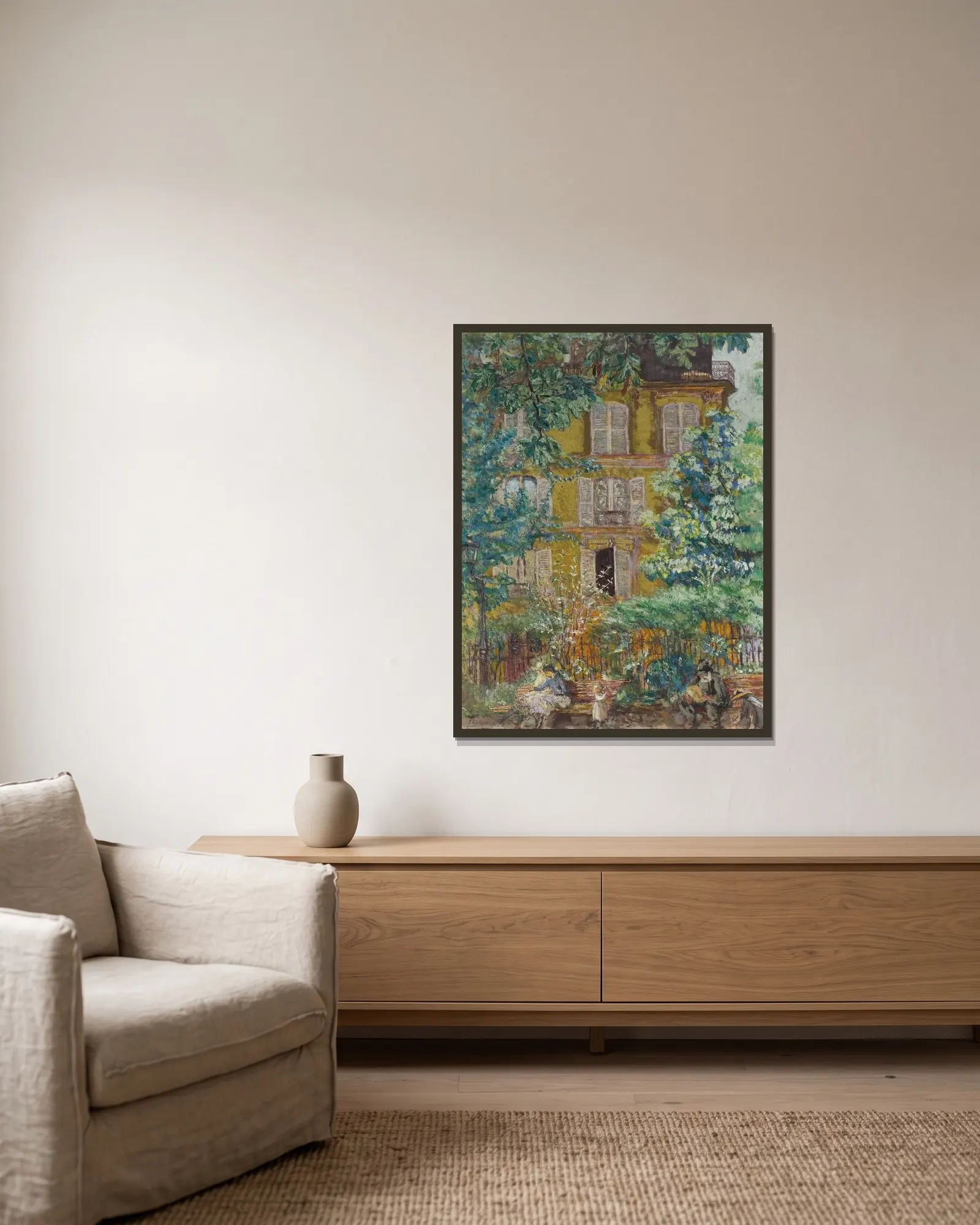 Le Square av Édouard Vuillard inramad på en vägg