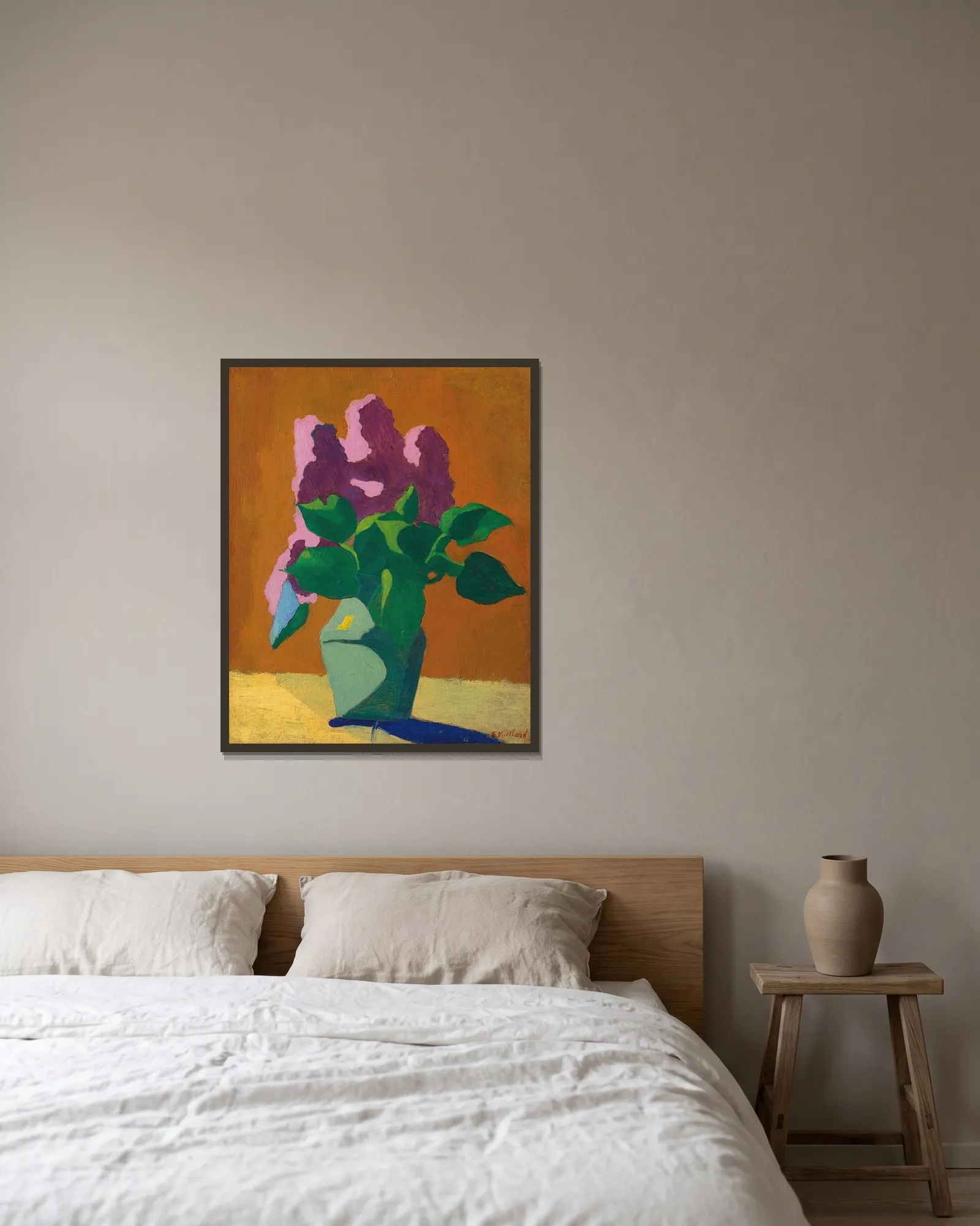 Les Lilas (Le bouquet schématique) av Édouard Vuillard inramad på en vägg