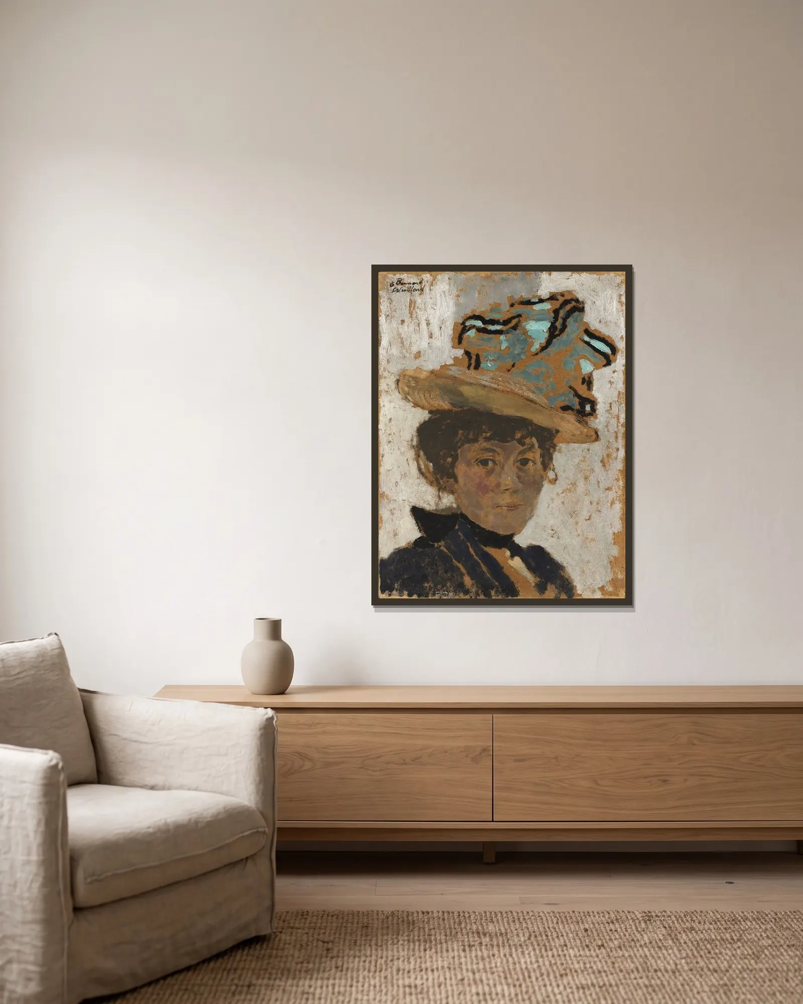Madame Bonnard av Édouard Vuillard inramad på en vägg