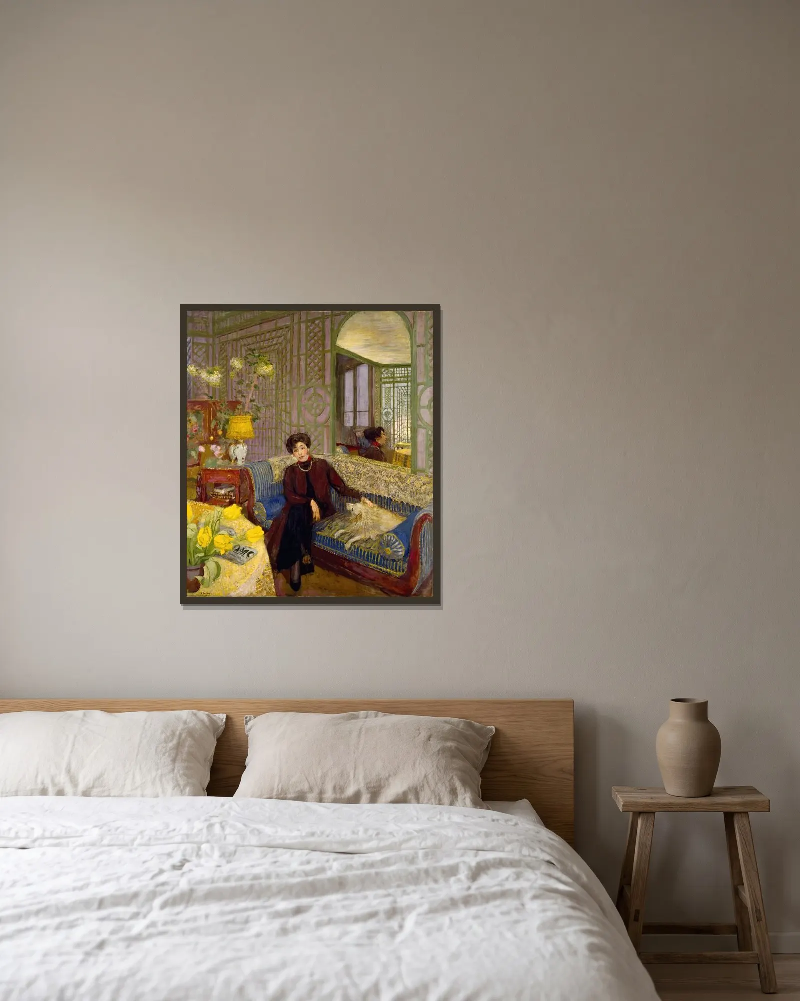 Marcelle Aron (Madame Tristan Bernard) av Édouard Vuillard inramad på en vägg