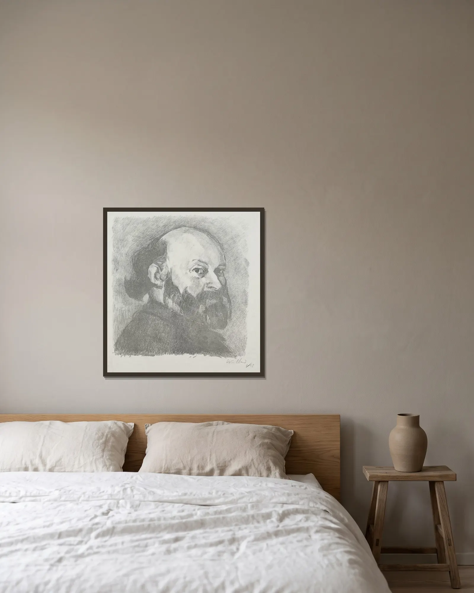 Paul Cézanne av Édouard Vuillard inramad på en vägg