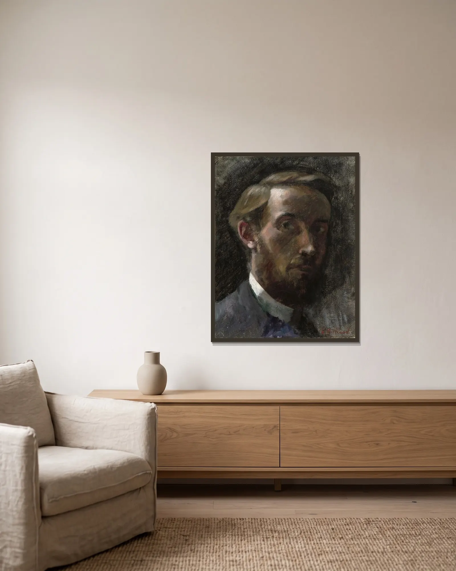 Self-Portrait, Aged 21 av Édouard Vuillard inramad på en vägg