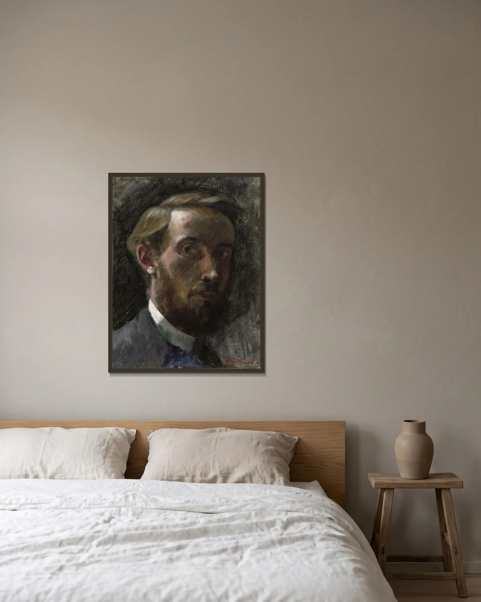 Self-Portrait, Aged 21 av Édouard Vuillard inramad på en vägg