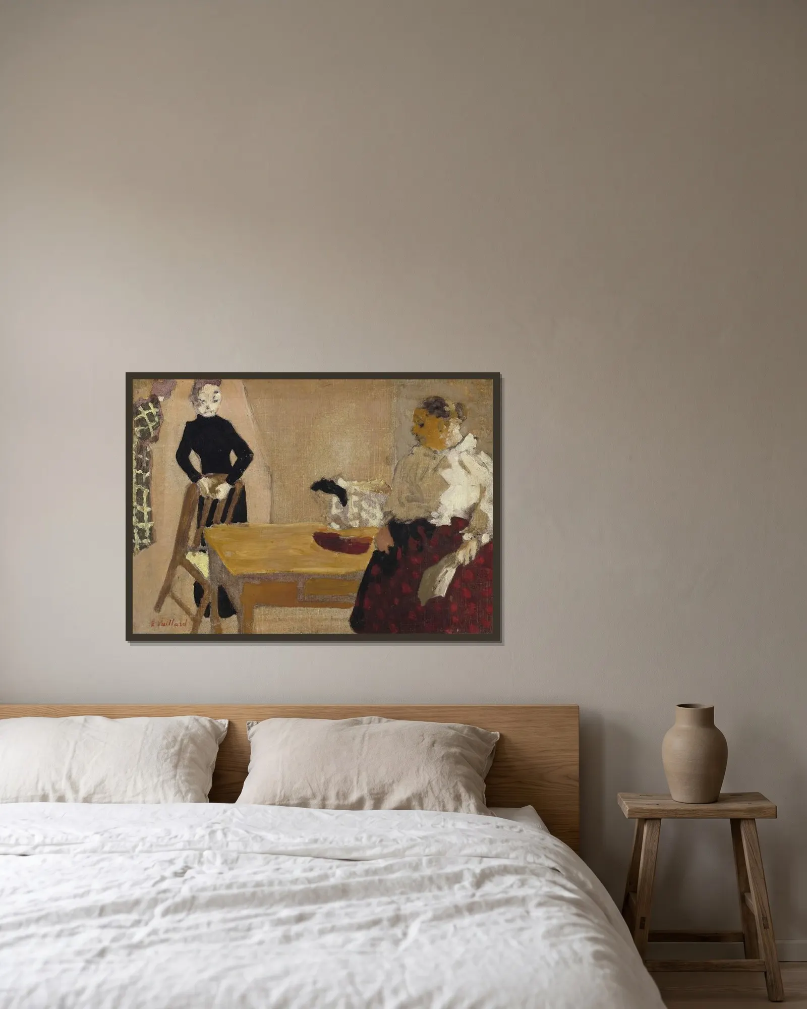 The Conversation av Édouard Vuillard inramad på en vägg