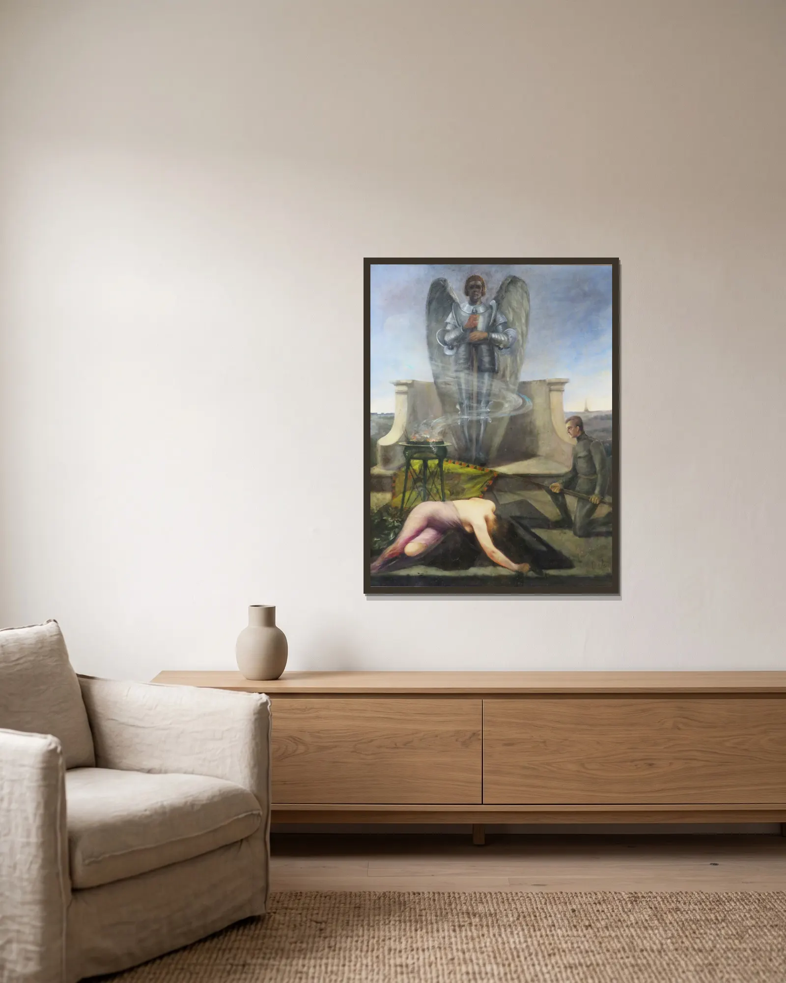 Ehrung an einem Heldendenkmal av Eduard Veith inramad på en vägg