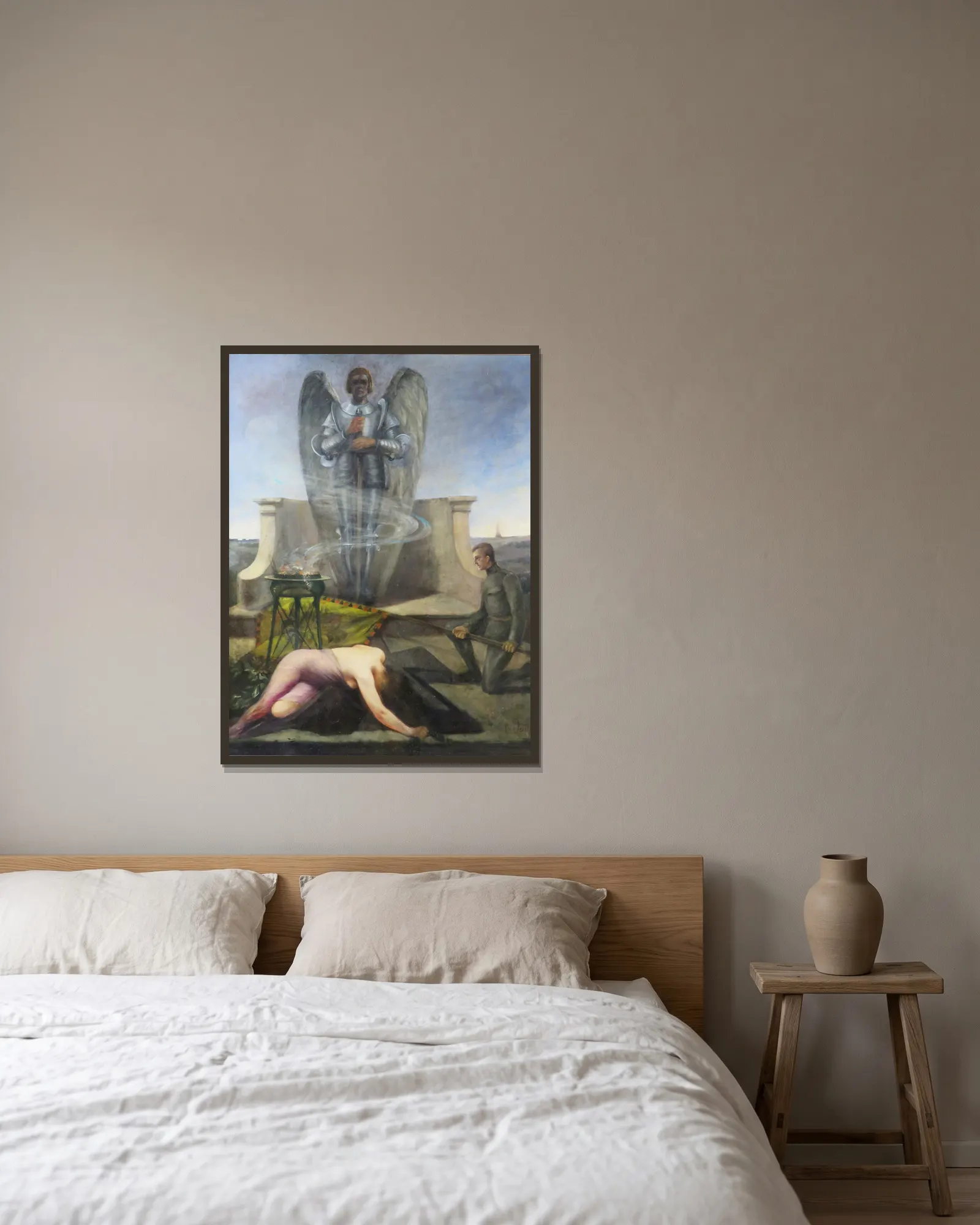 Ehrung an einem Heldendenkmal av Eduard Veith inramad på en vägg