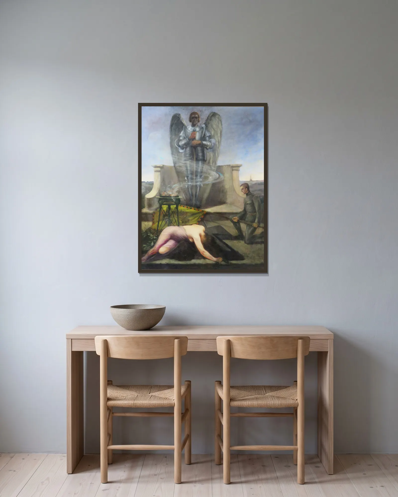 Ehrung an einem Heldendenkmal av Eduard Veith inramad på en vägg