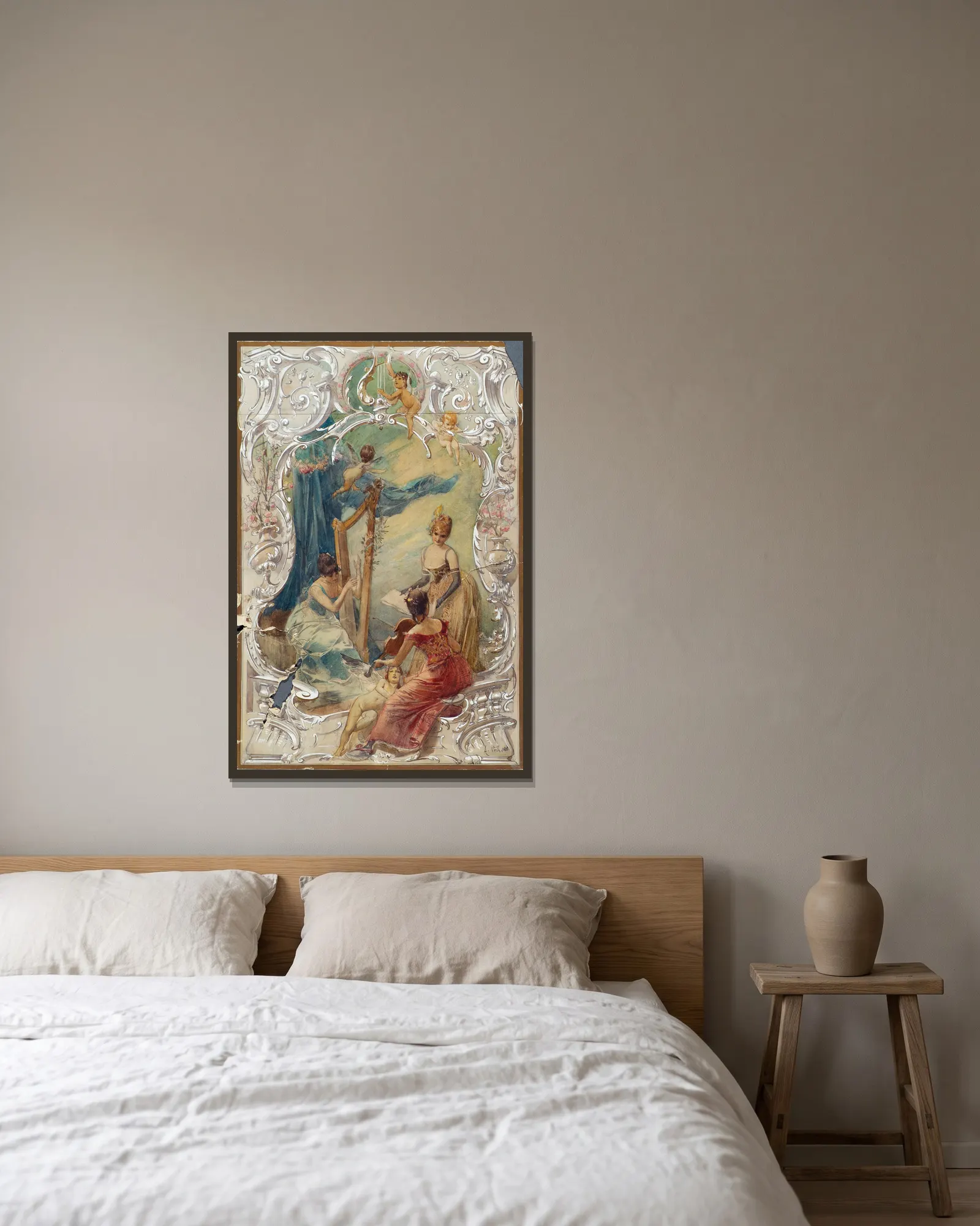 Gesang av Eduard Veith inramad på en vägg