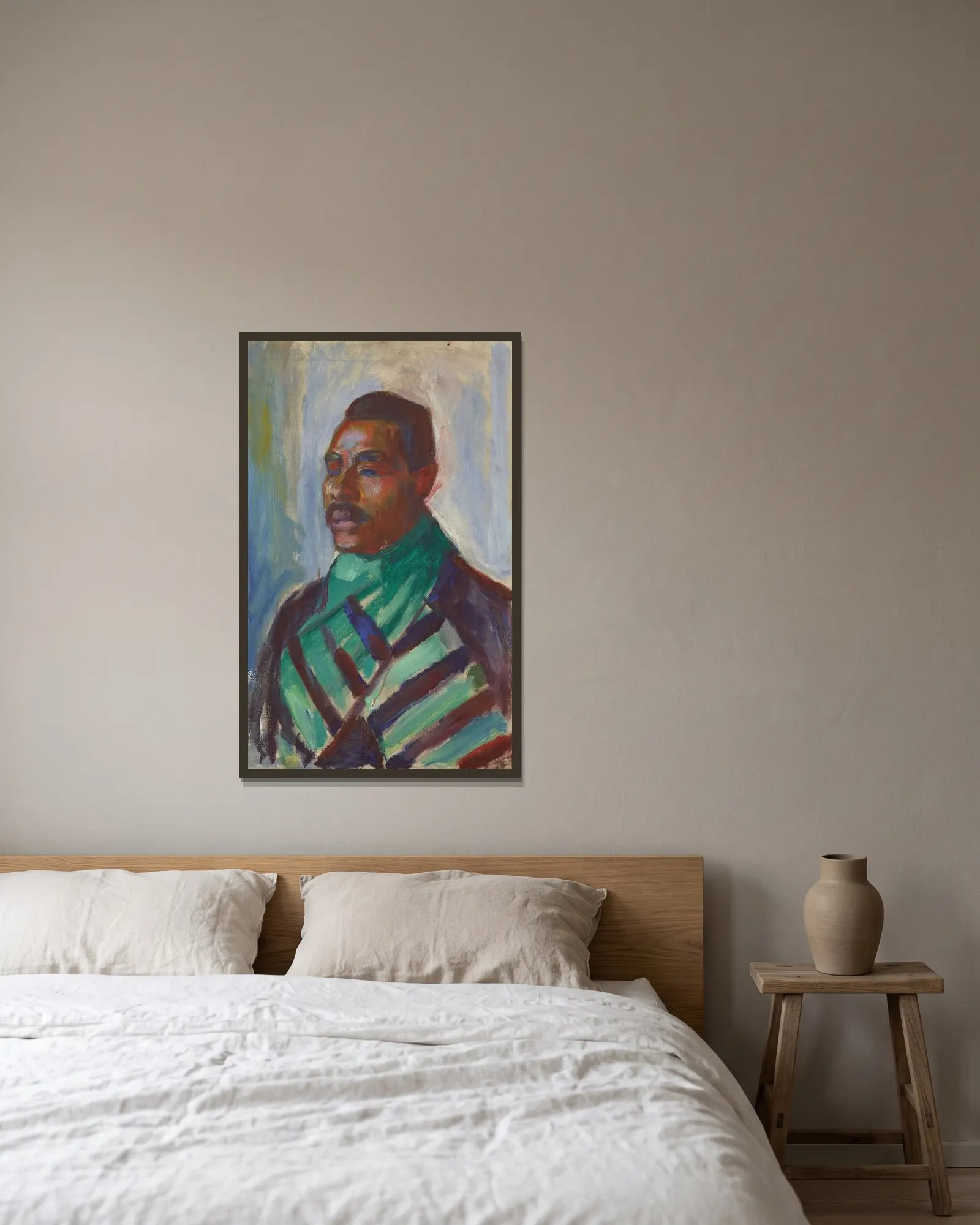 African with Green Scarf av Edvard Munch inramad på en vägg