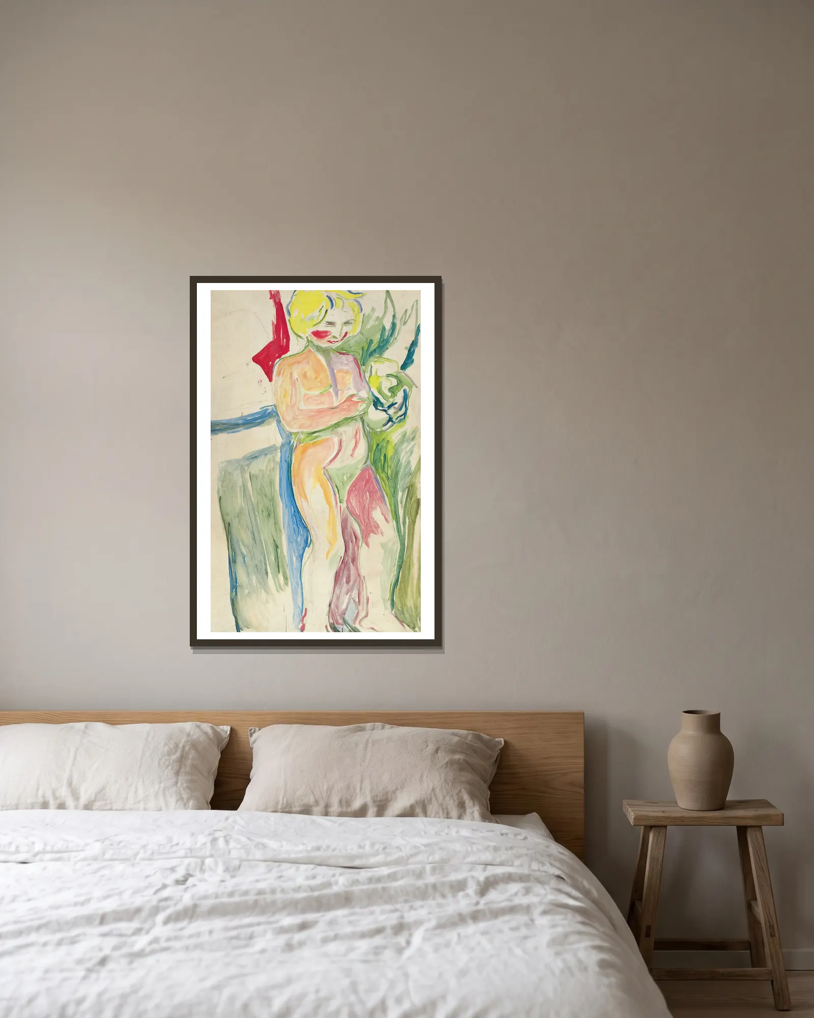 Alma Mater, Standing Child av Edvard Munch inramad på en vägg