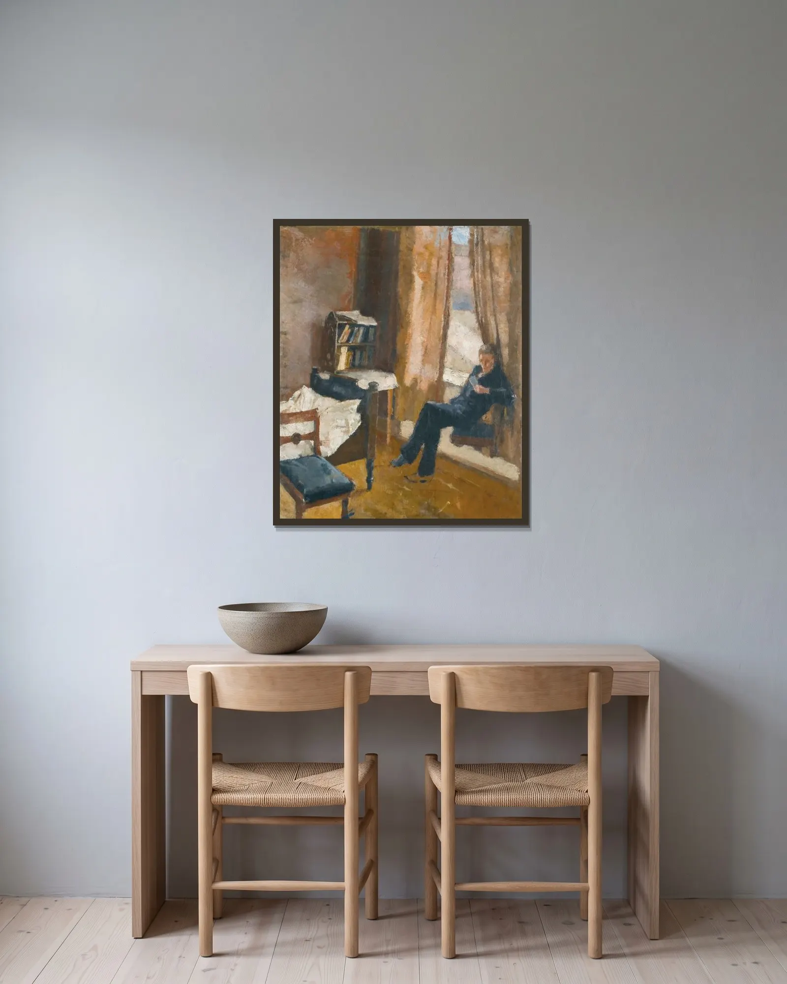 Andreas Reading – nr 1 av Edvard Munch inramad på en vägg