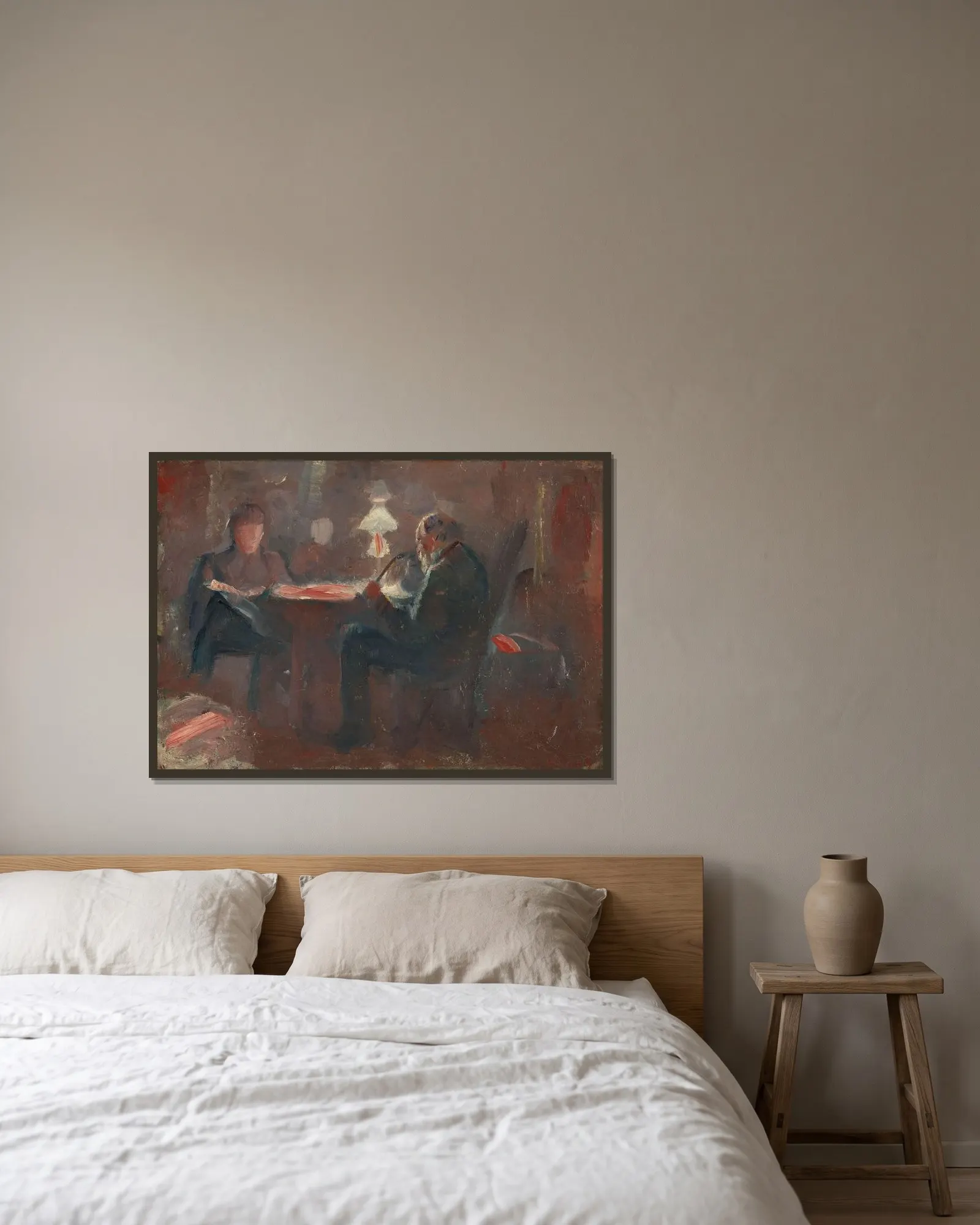 Around the Paraffin Lamp av Edvard Munch inramad på en vägg