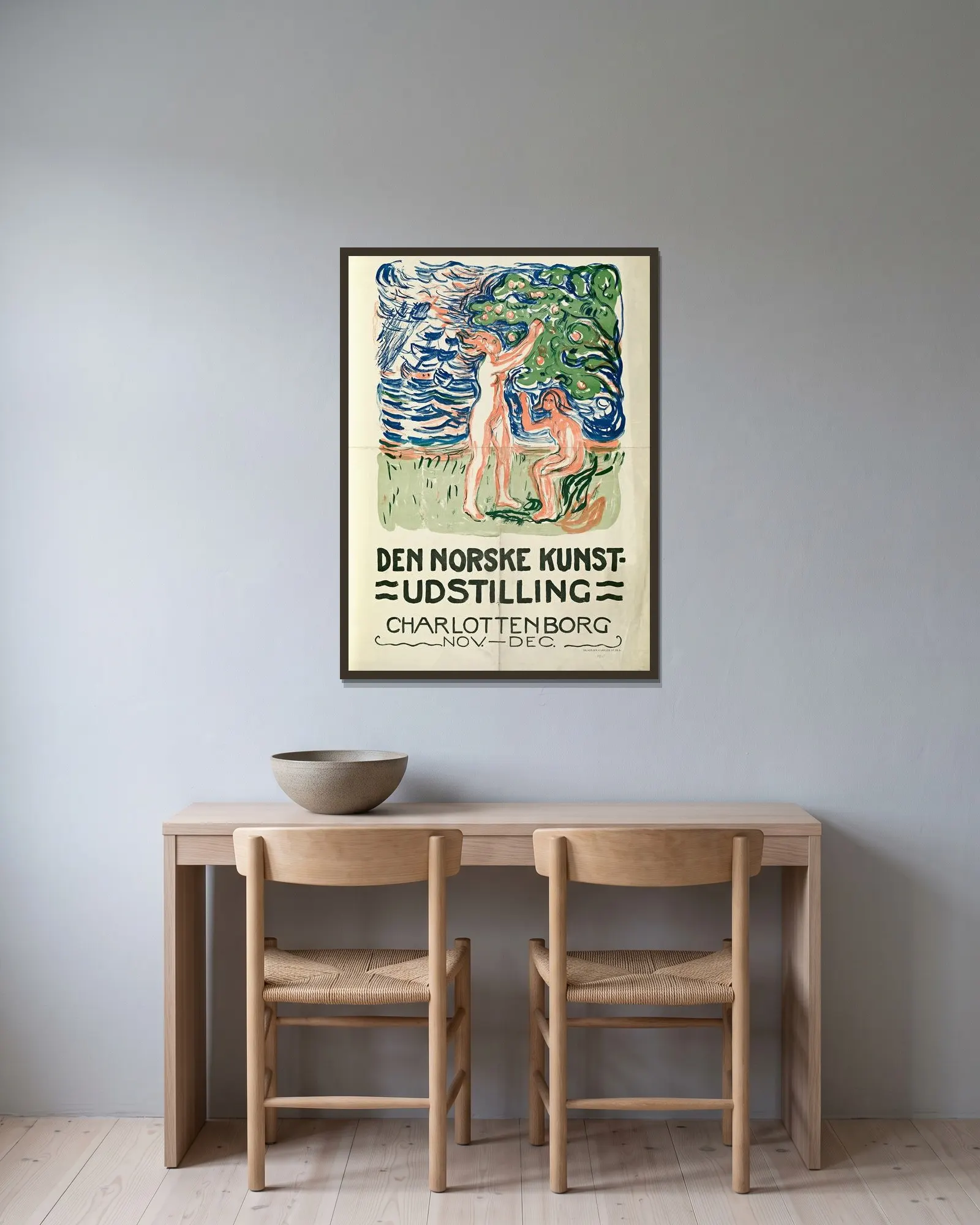 Den Norske Kunstudstilling, Charlottenborg av Edvard Munch inramad på en vägg