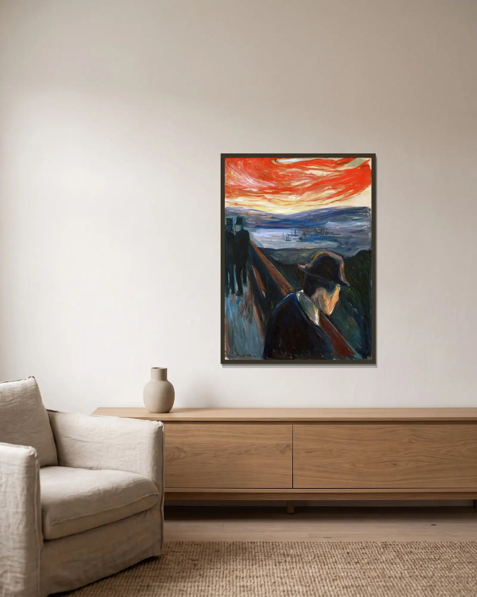 Despair av Edvard Munch inramad på en vägg