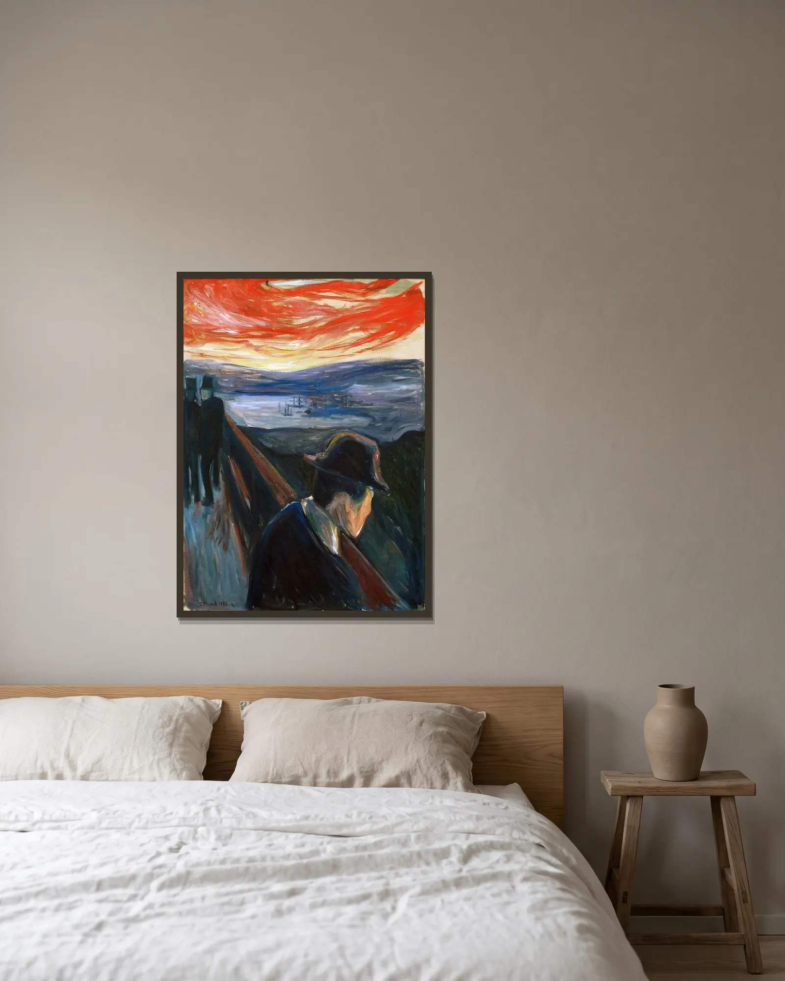 Despair av Edvard Munch inramad på en vägg