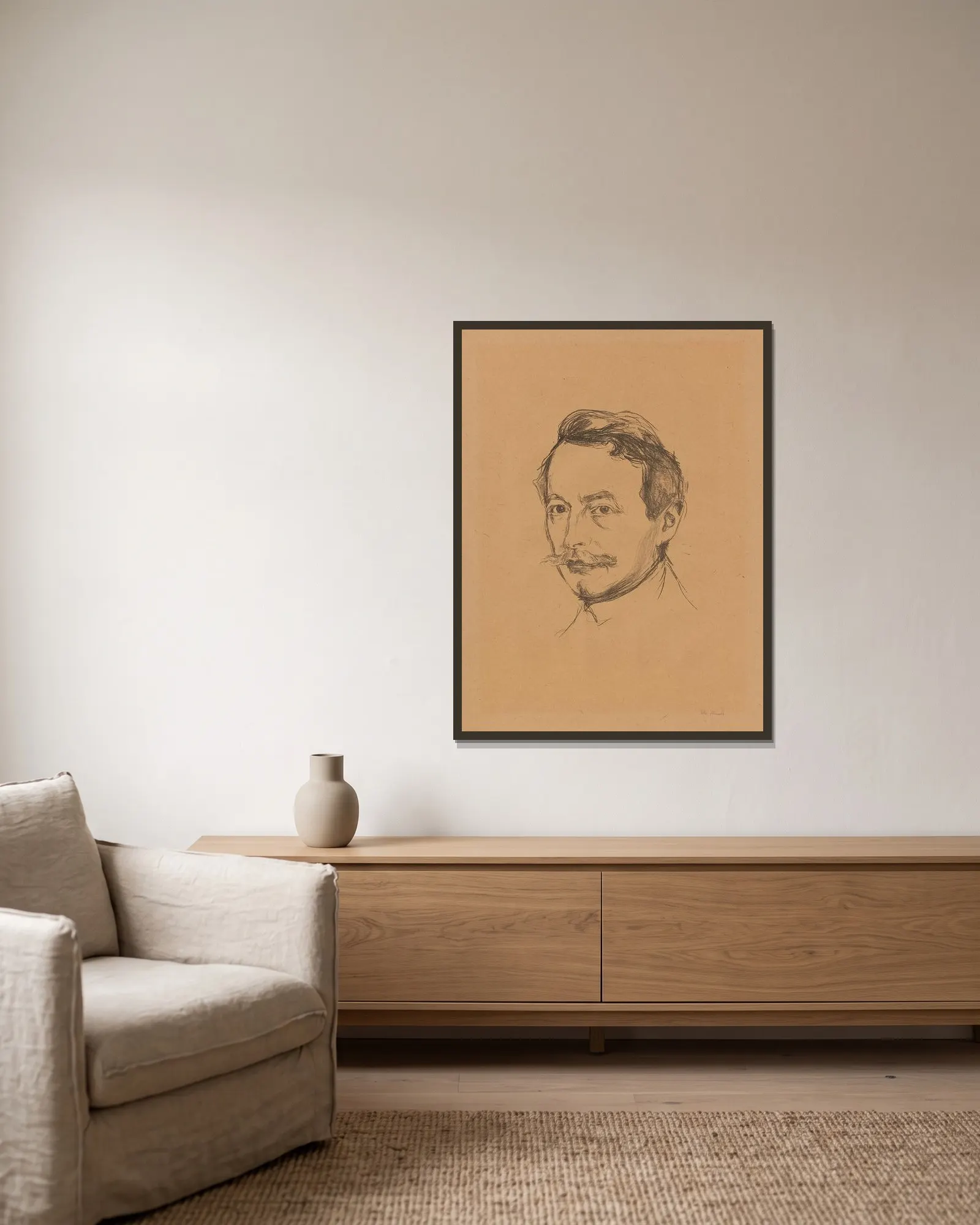 Dr. Max Linde av Edvard Munch inramad på en vägg