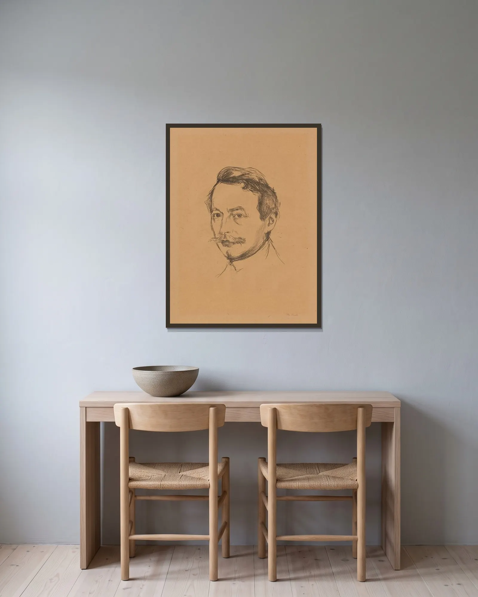 Dr. Max Linde av Edvard Munch inramad på en vägg