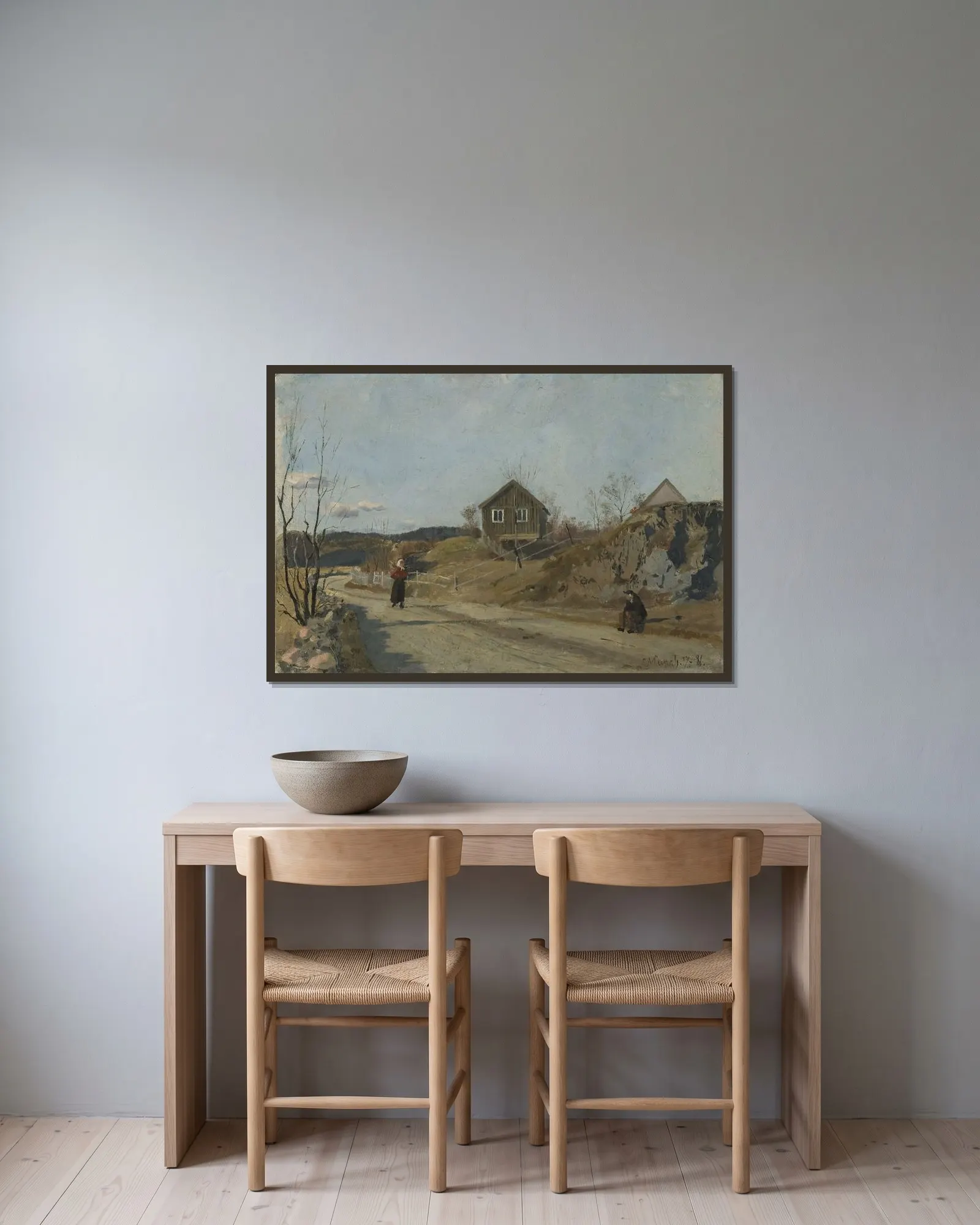 From Vestre Aker av Edvard Munch inramad på en vägg